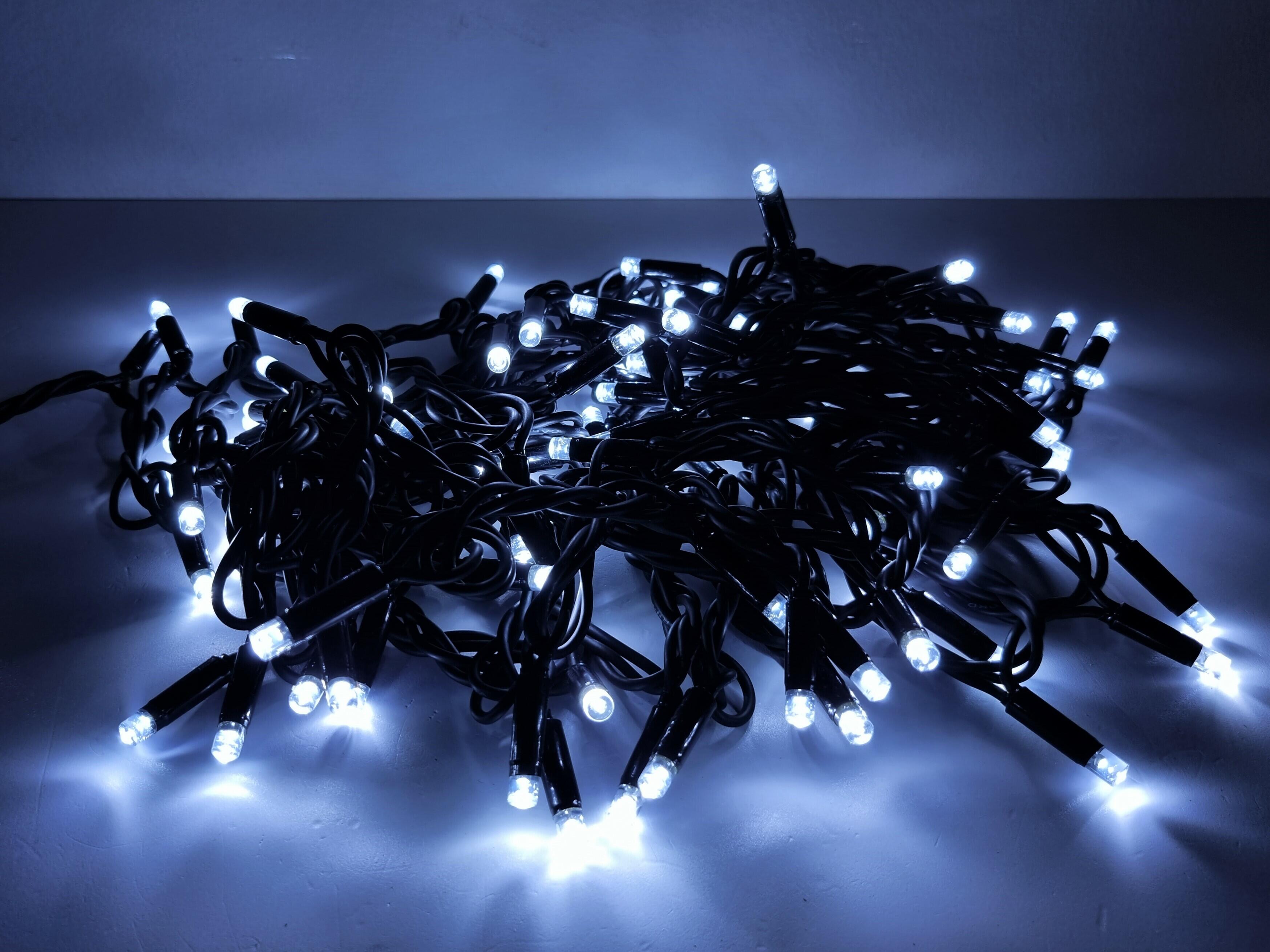 Lampki choinkowe zewnętrzne 100 LED 8 funkcji programator zimne białe Cortina - 2