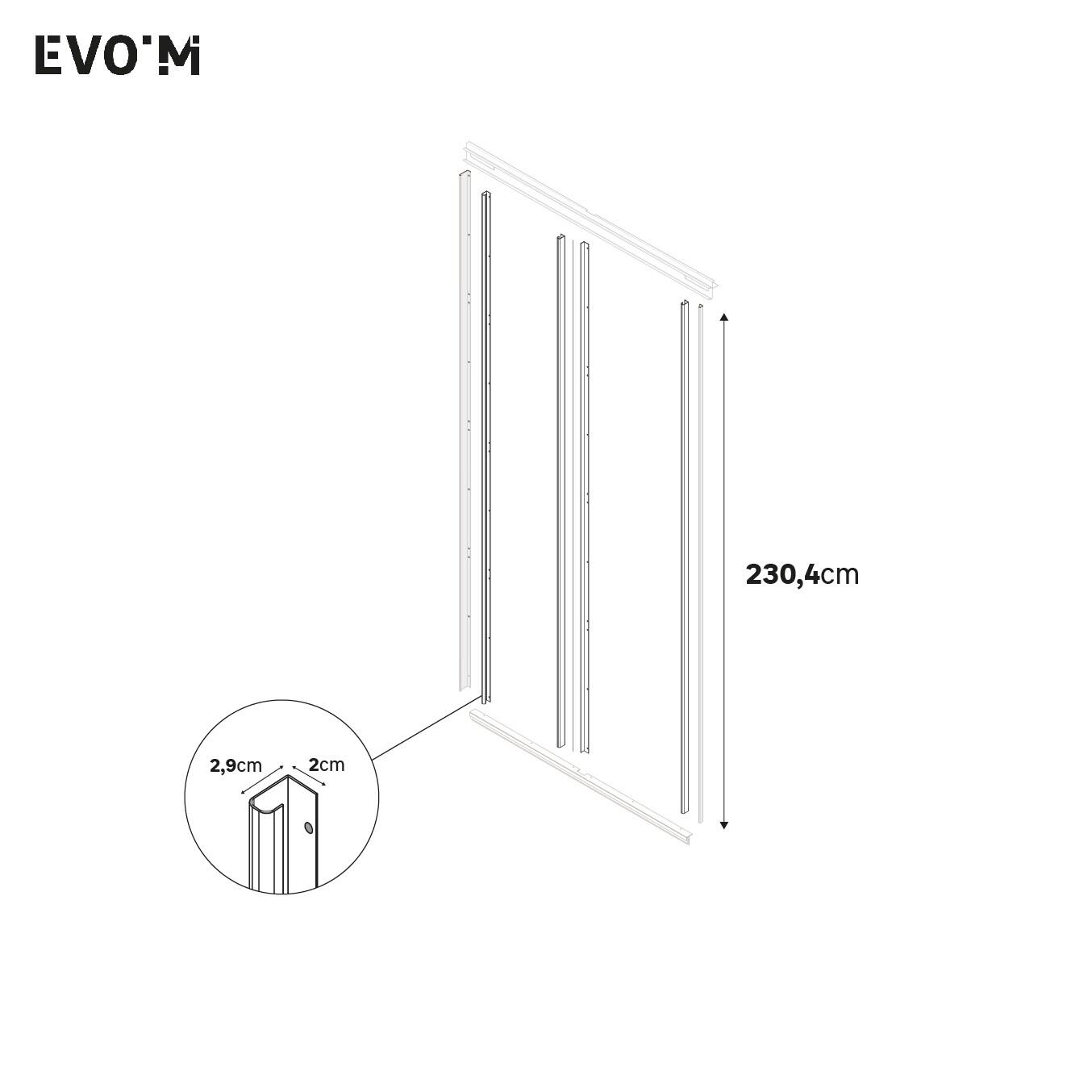 Kit perfil com puxador cinzento para 2 portas 230,4 cm Spaceo Evo'M - 5