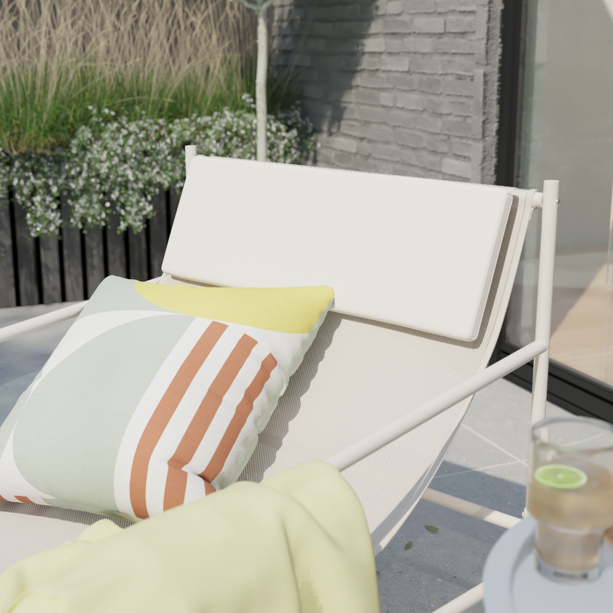 Fauteuil relax en acier et textilène blanc Rio NATERIAL - 10