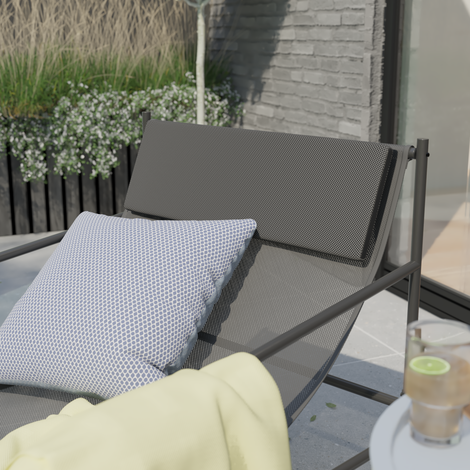 Fauteuil relax en acier et textilène gris Rio NATERIAL - 6