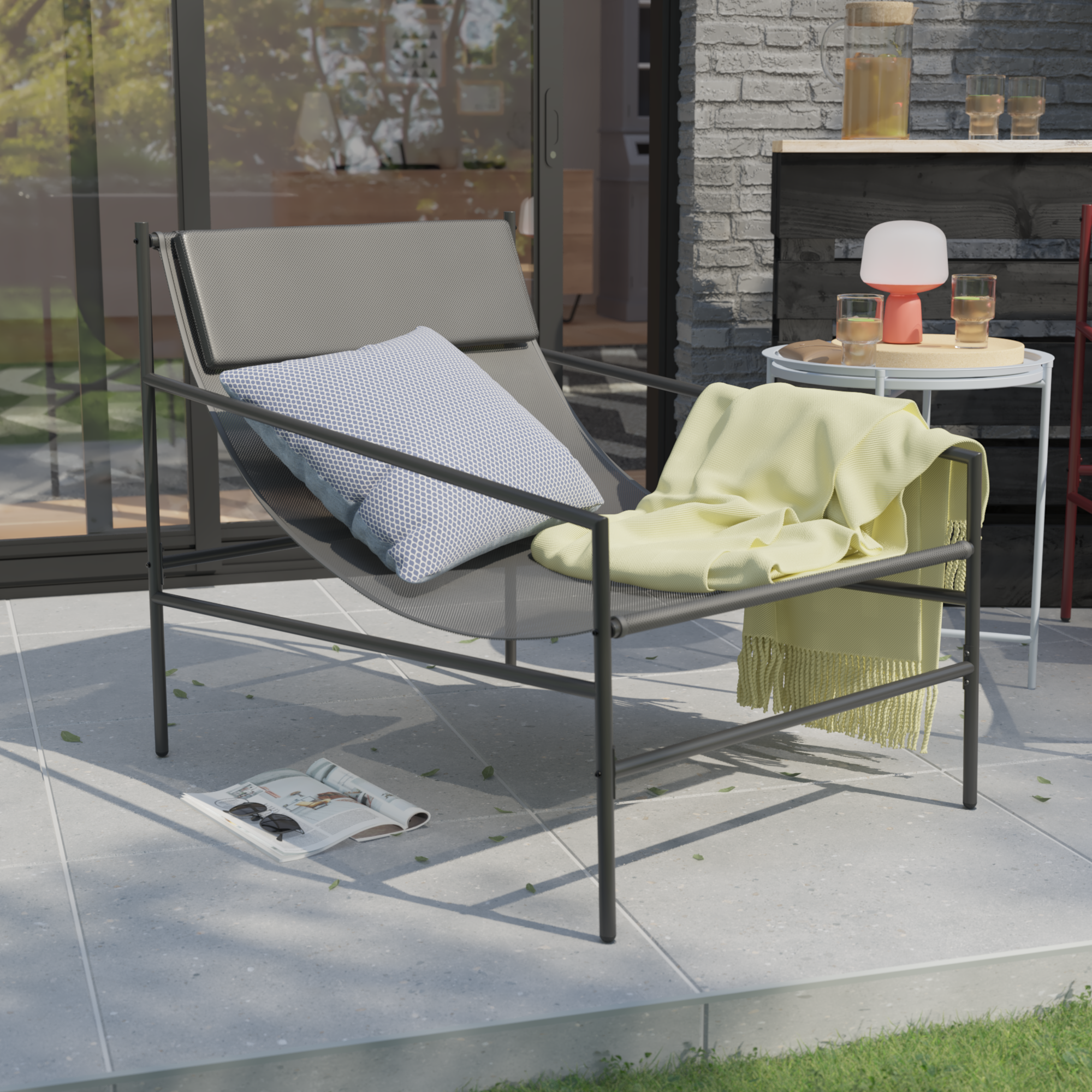 Fauteuil relax en acier et textilène gris Rio NATERIAL - 2