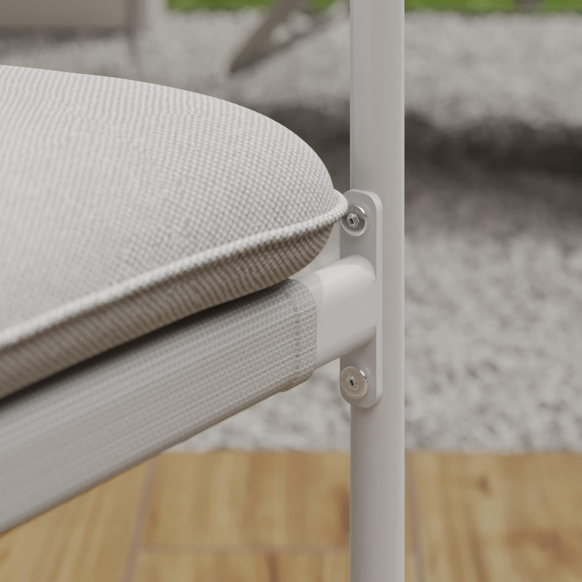 Sedia da giardino con cuscino beige e braccioli Sigma NATERIAL struttura in acciaio, seduta in textilene bianco, set da 2 pezzi - 14