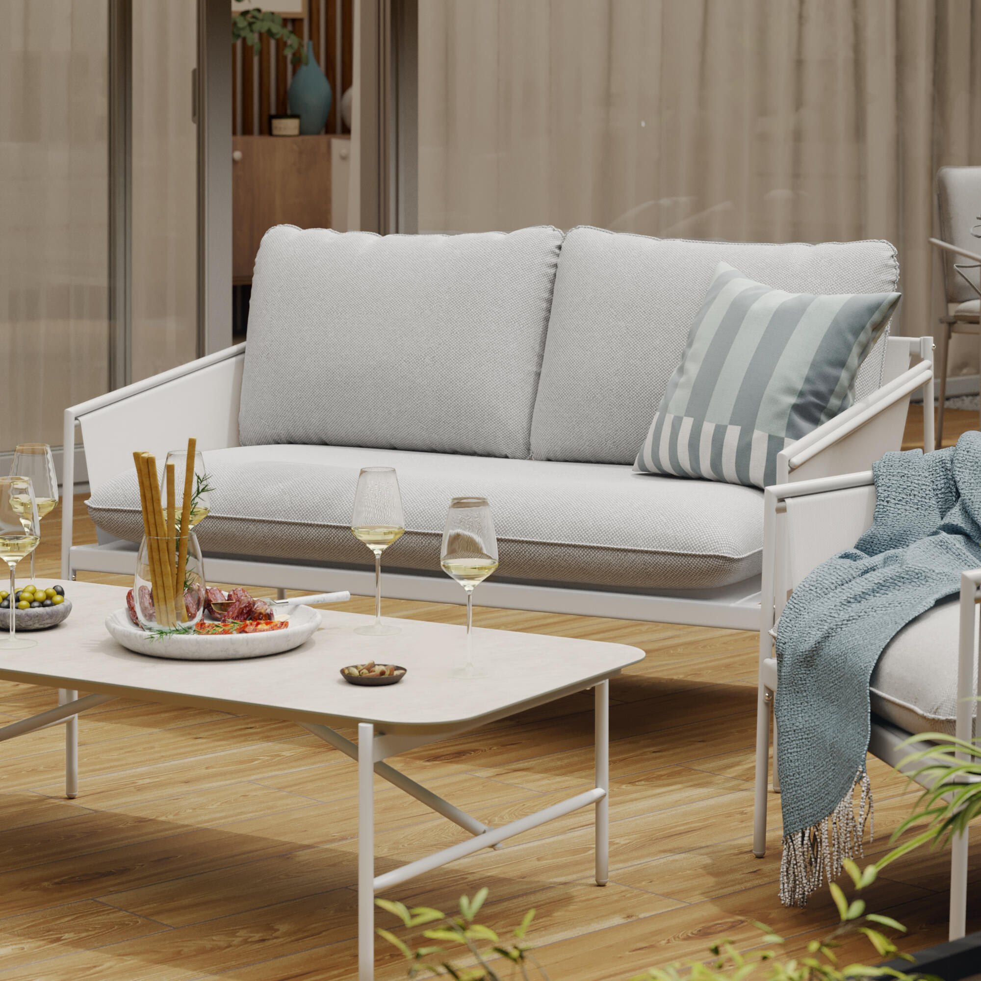 Salon bas 4 personnes en acier blanc Sigma NATERIAL - 3