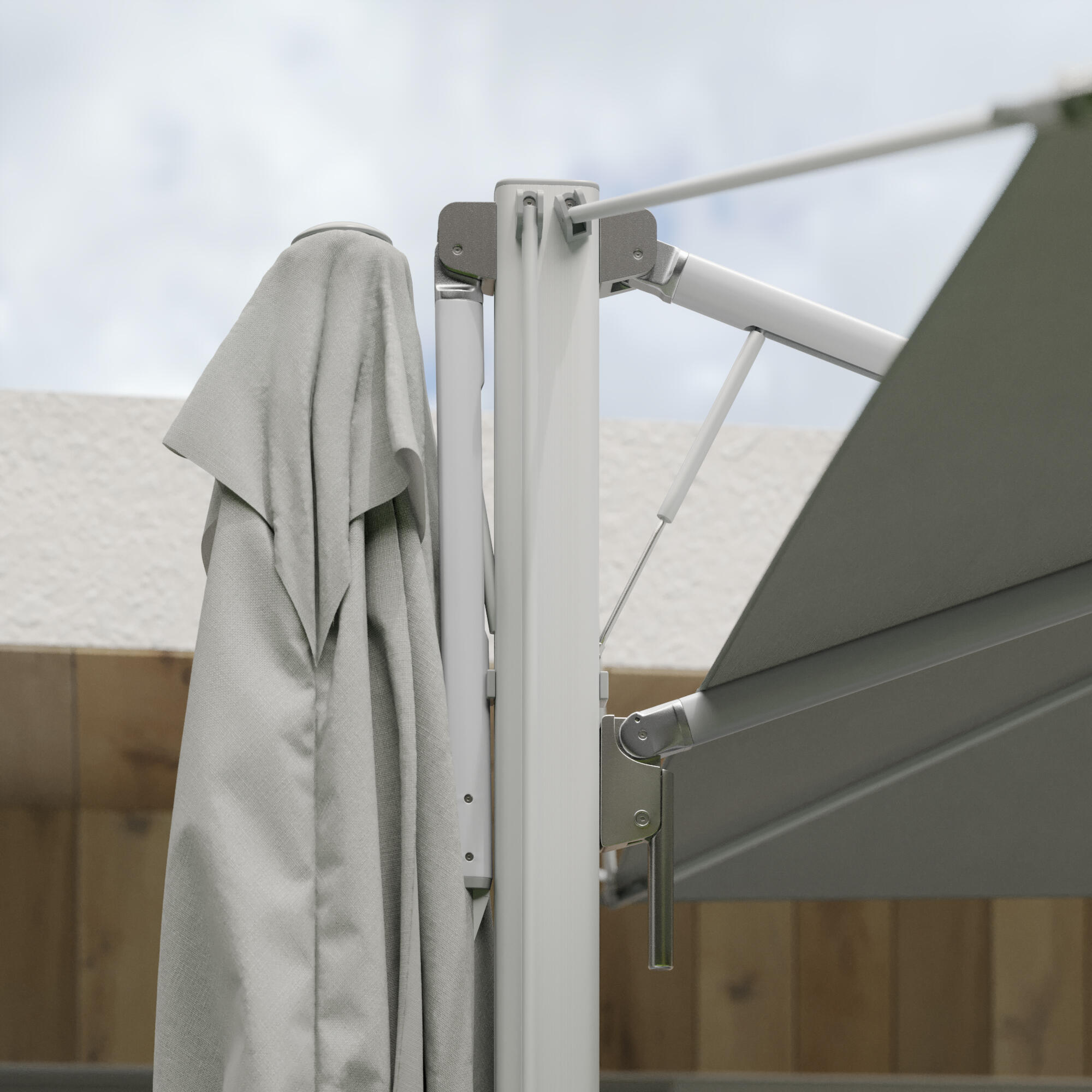 Ombrellone centrale bianco / argento SOMBRA CONTRACT NATERIAL con telo rettangolare grigio L 295 x P 600 x H 267 cm - 10