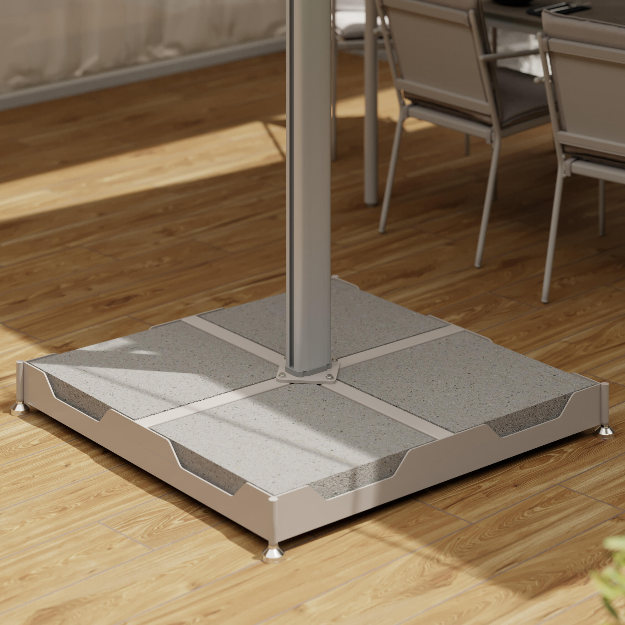 Ombrellone centrale bianco / argento SOMBRA CONTRACT NATERIAL con telo rettangolare grigio L 295 x P 600 x H 267 cm - 8