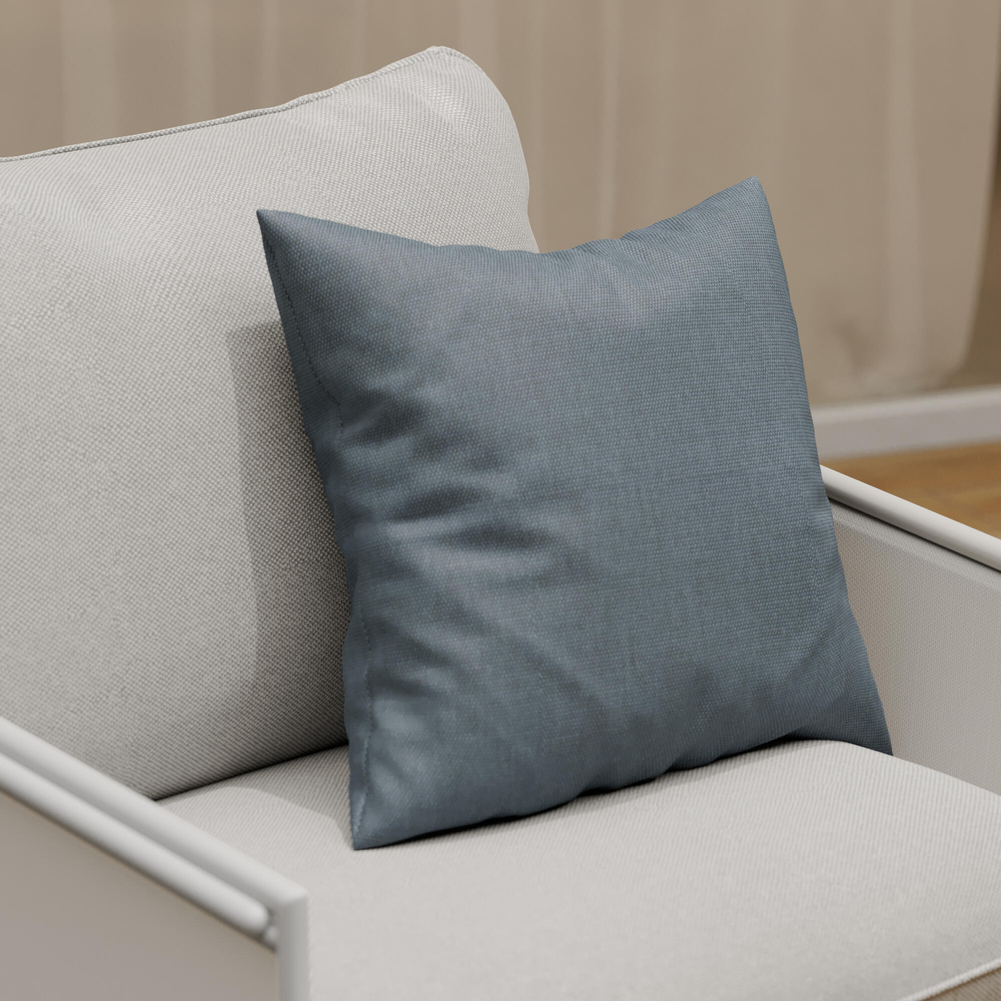 Almofada quadrada 40x40x8 cm azul cinza Naterial Soft - 8