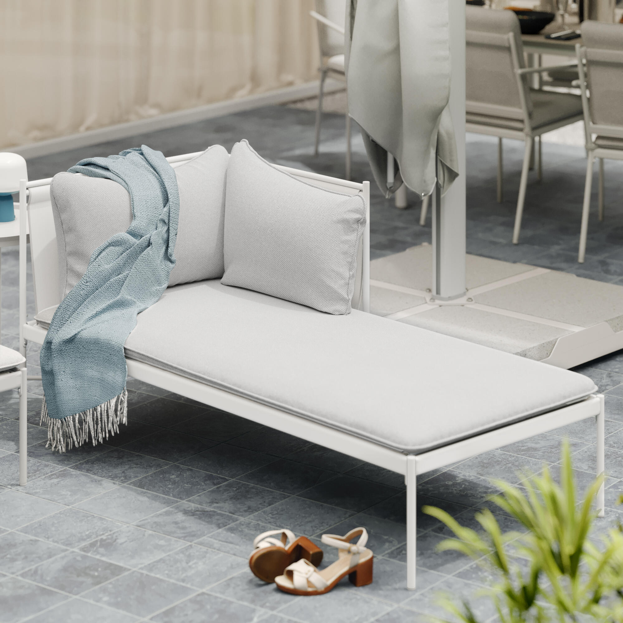 Lettino con cuscino Sigma NATERIAL in acciaio e cuscino beige 70 x 70 x 154 cm - 3