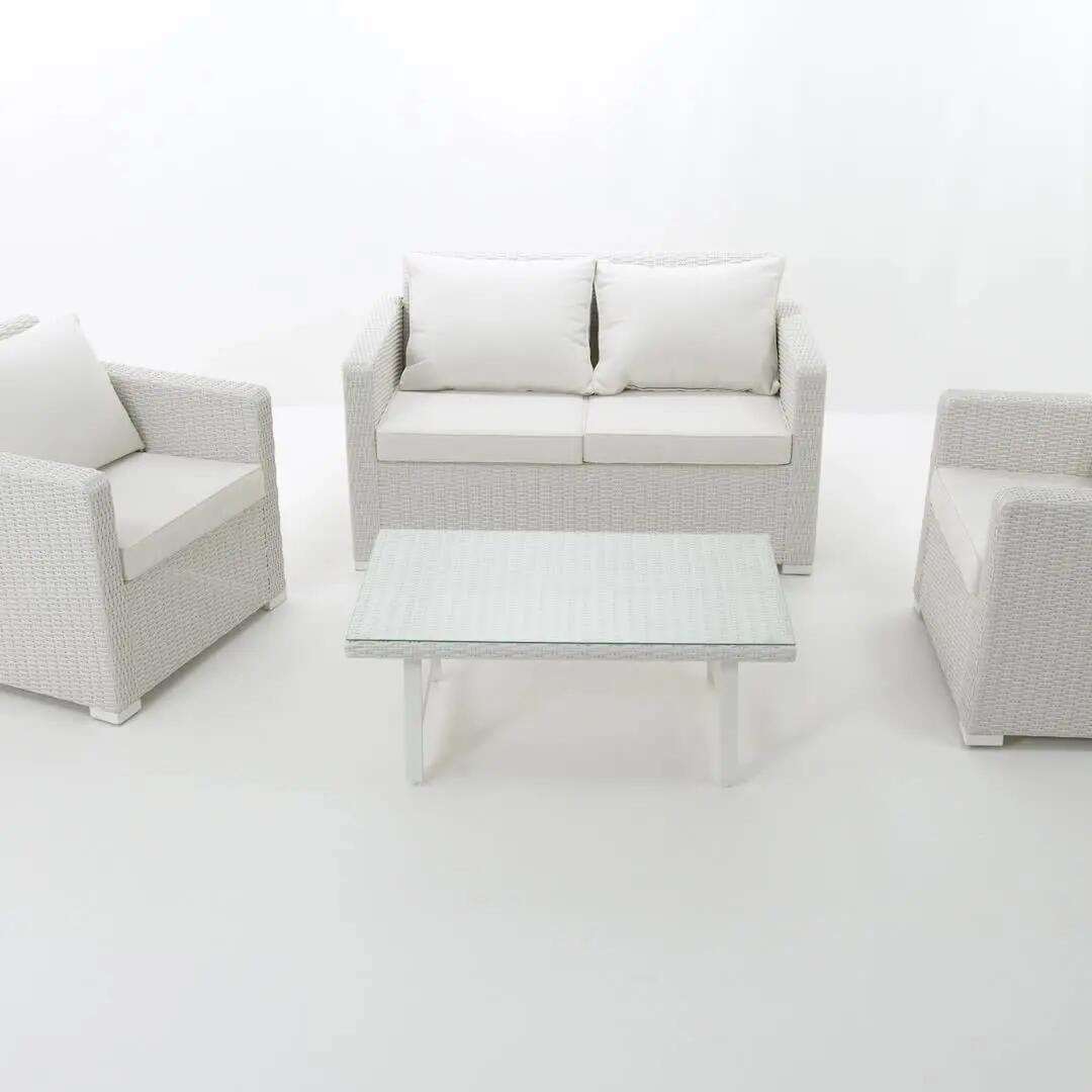 Mesa auxiliar de jardín NATERIAL Luma de aluminio y mimbre blanca - 12