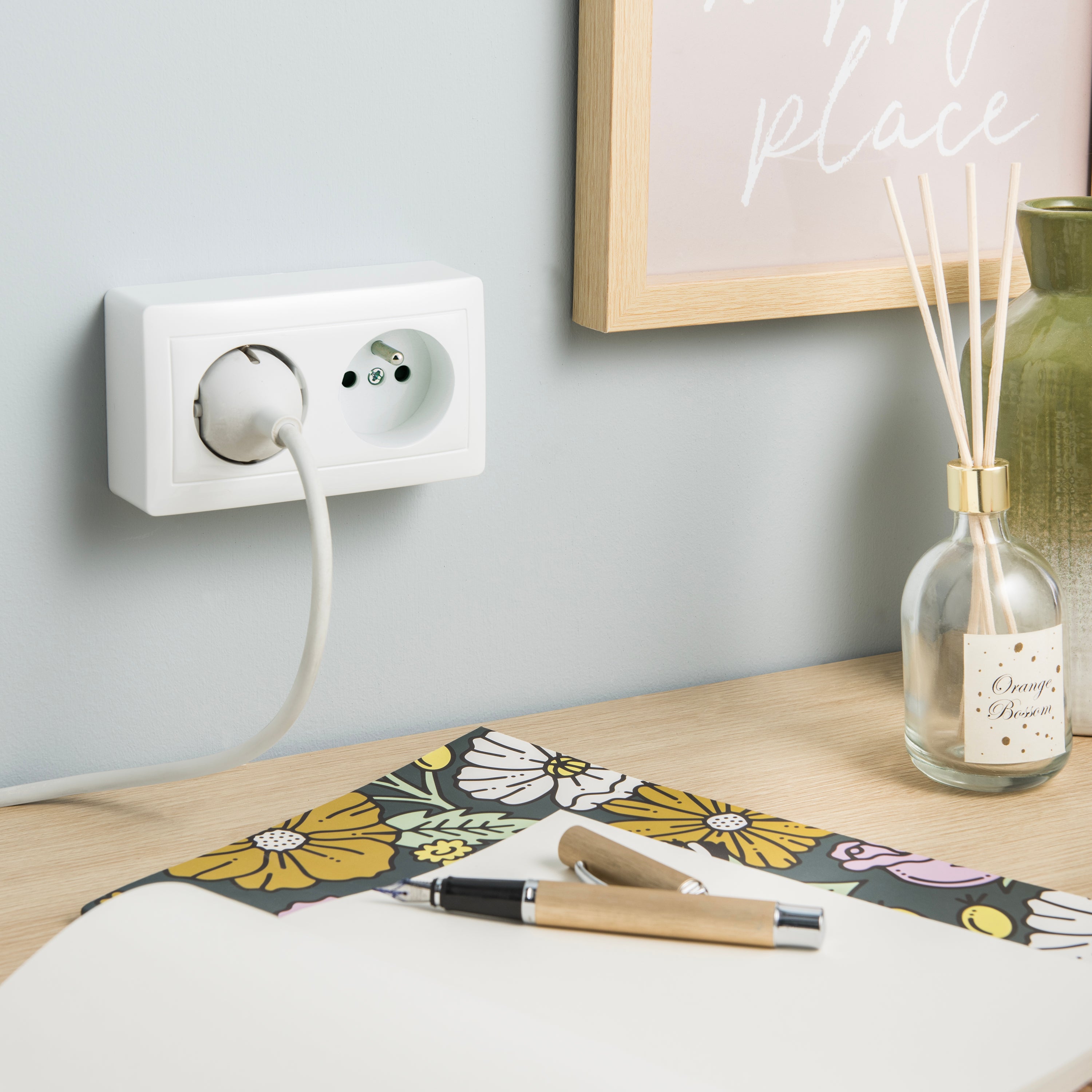 Double prise avec terre saillie complet Surface, pré-câblé, LEXMAN blanc - 6