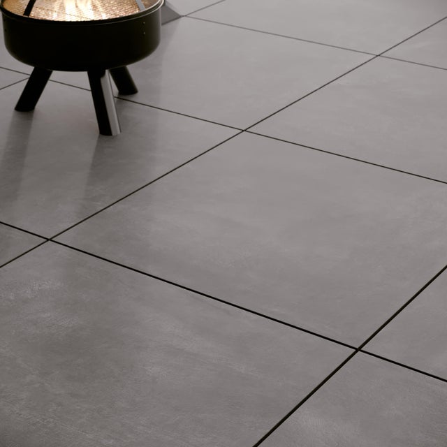 Dalle effet béton Urban Silver ARTENS, l.76 x L.76 cm x Ep.20mm