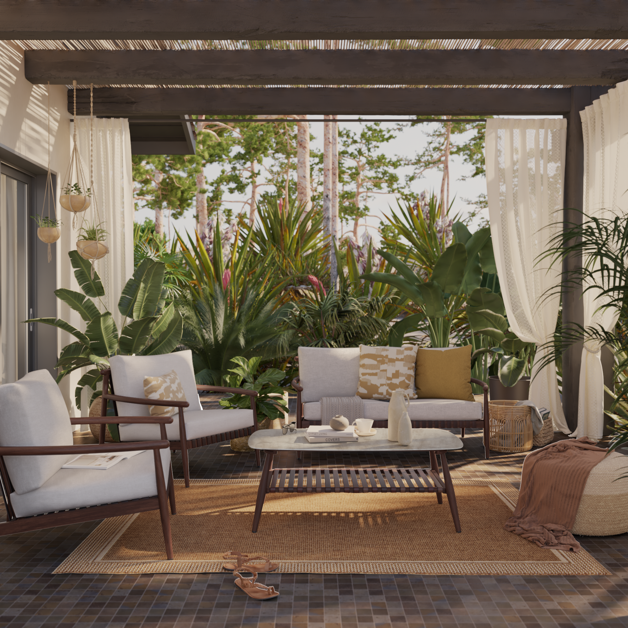 Table basse en aluminium effet bois et verre Retro NATERIAL - 3