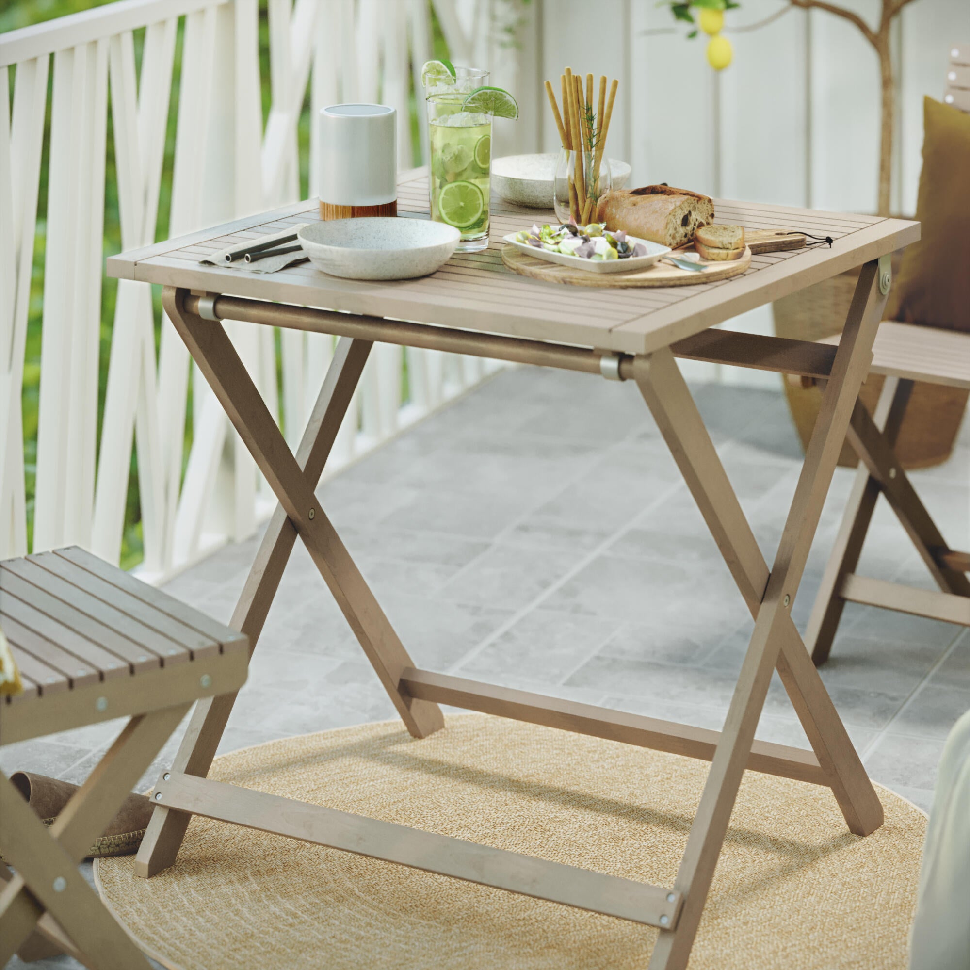 Mesa de madeira NATERIAL SOLIS ORIGAMI 70X70CM ACACIA - 8