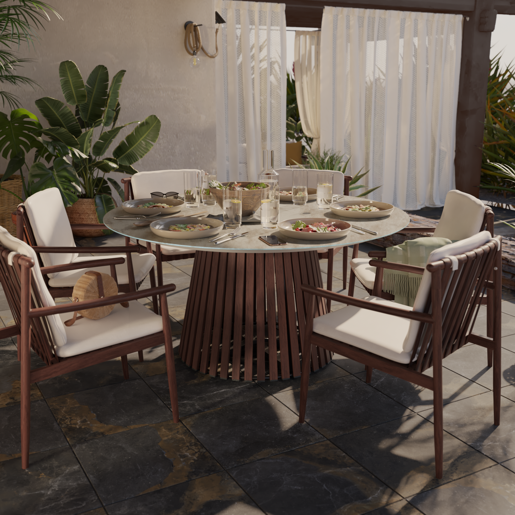 Set de 2 fauteuils en aluminium effet bois Retro NATERIAL - 3