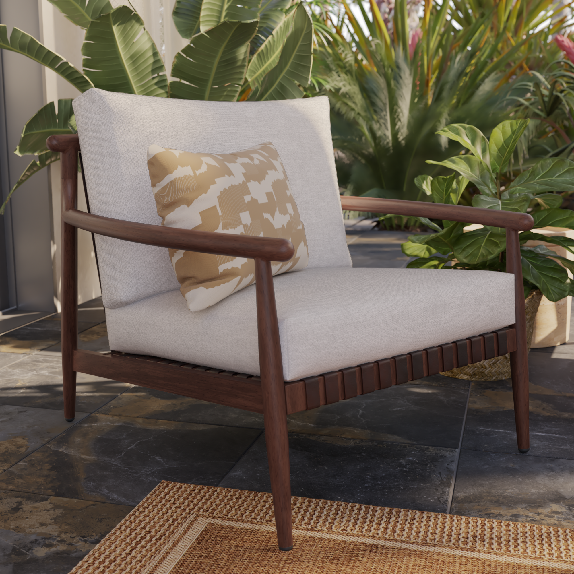 Set 2 fauteuils bas en aluminium et wicker effet bois Retro NATERIAL - 2