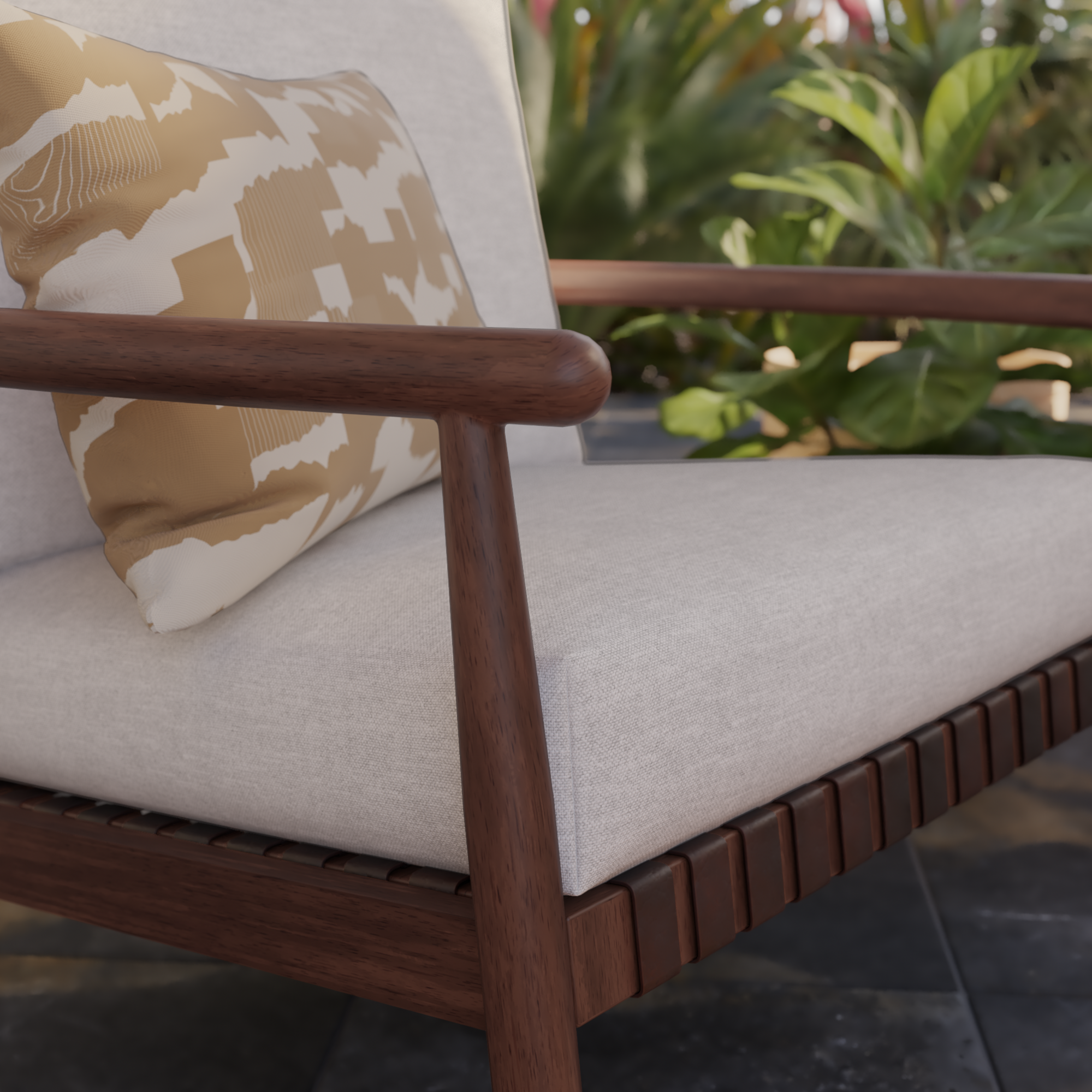 Set 2 fauteuils bas en aluminium et wicker effet bois Retro NATERIAL - 6