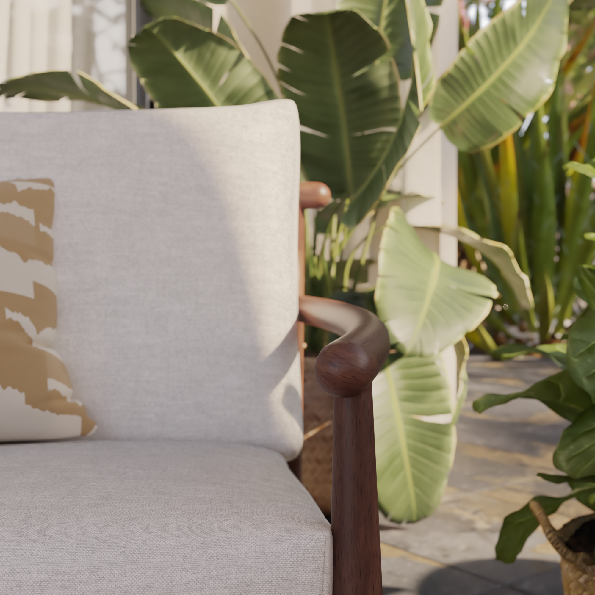 Set 2 fauteuils bas en aluminium et wicker effet bois Retro NATERIAL - 7