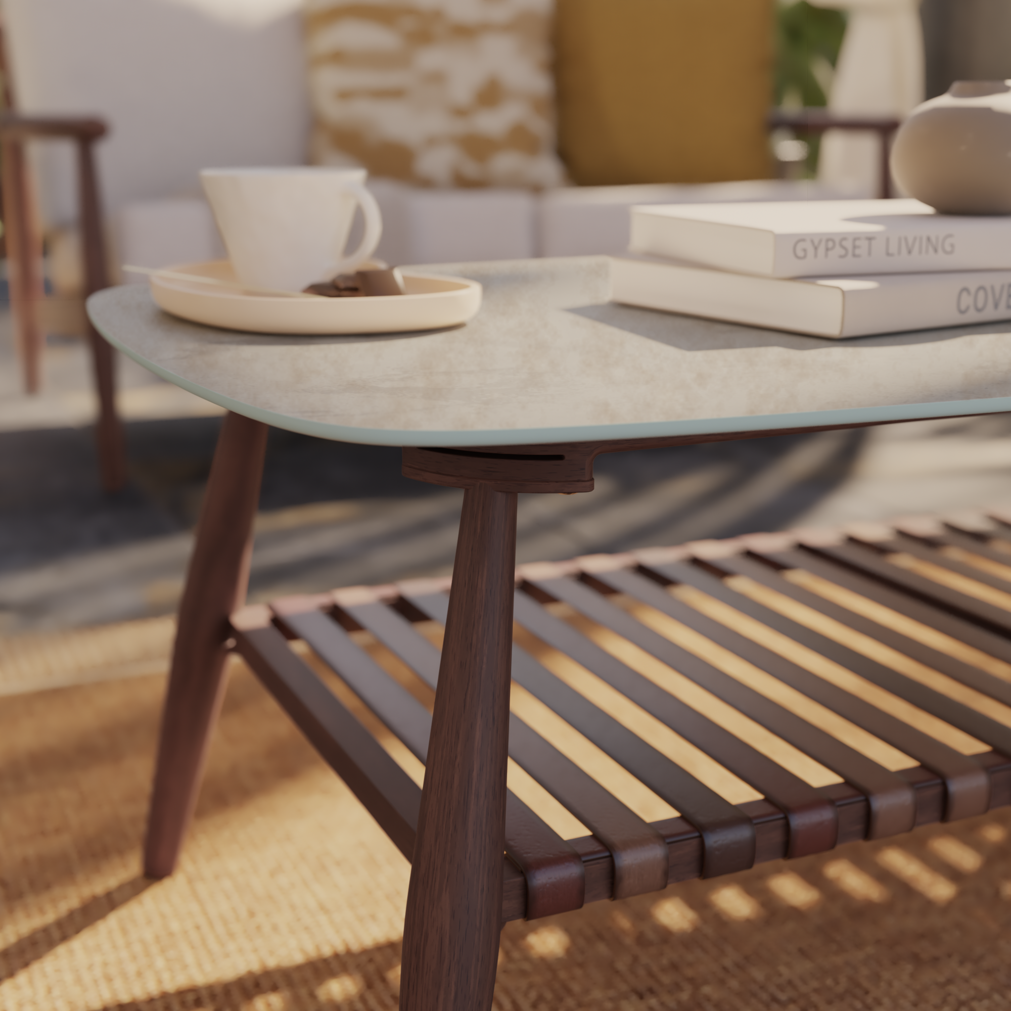 Table basse en aluminium effet bois et verre Retro NATERIAL - 7