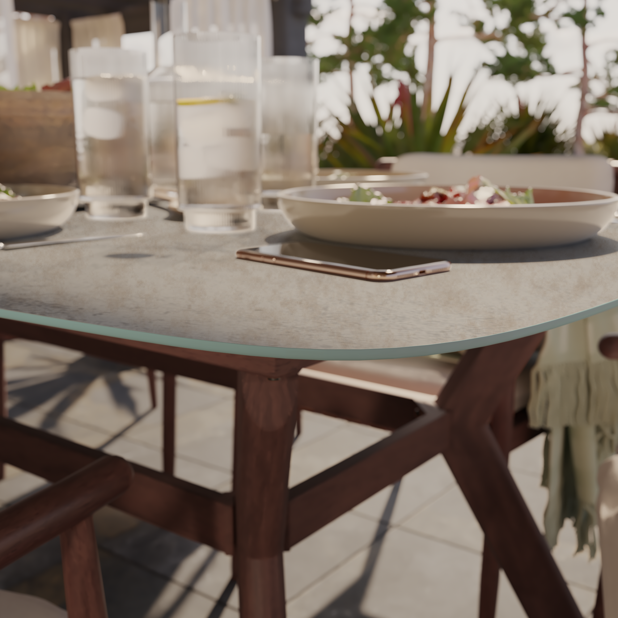 Tavolo da pranzo per giardino Retro NATERIAL in alluminio con piano in vetro beige per 6 persone 100x200cm - 6