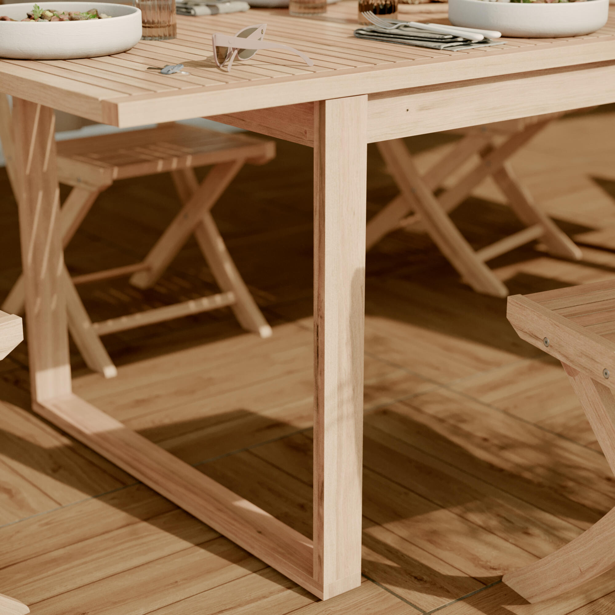 Tavolo allungabile da esterno rettangolare in acacia naturale 8 posti L da 180 a 240x90cm, Solaris NATERIAL - 24