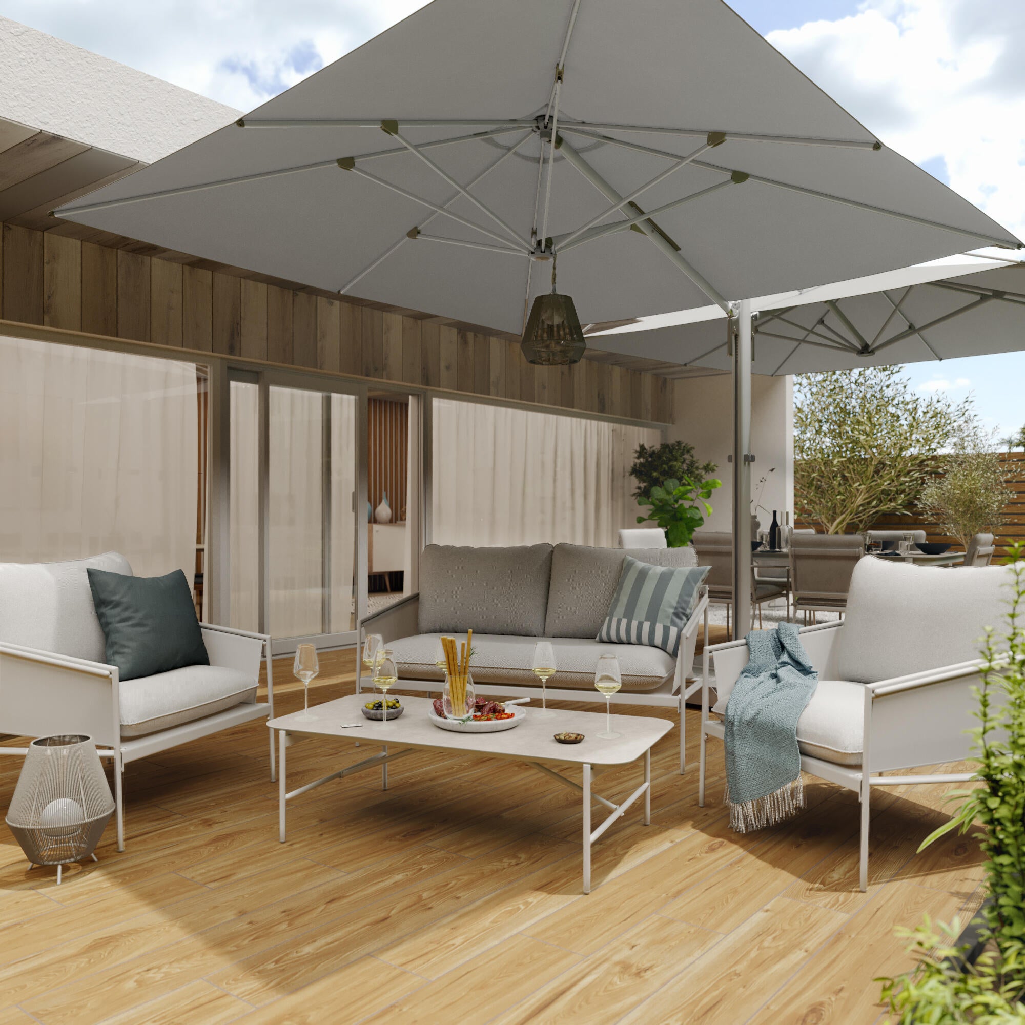 Set de porche naterial sigma de acero para 4 personas