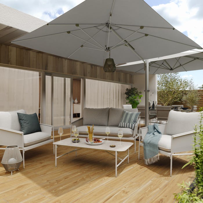 Parasol de mástil central rectangular NATERIAL Sombra de aluminio 620x295 cm