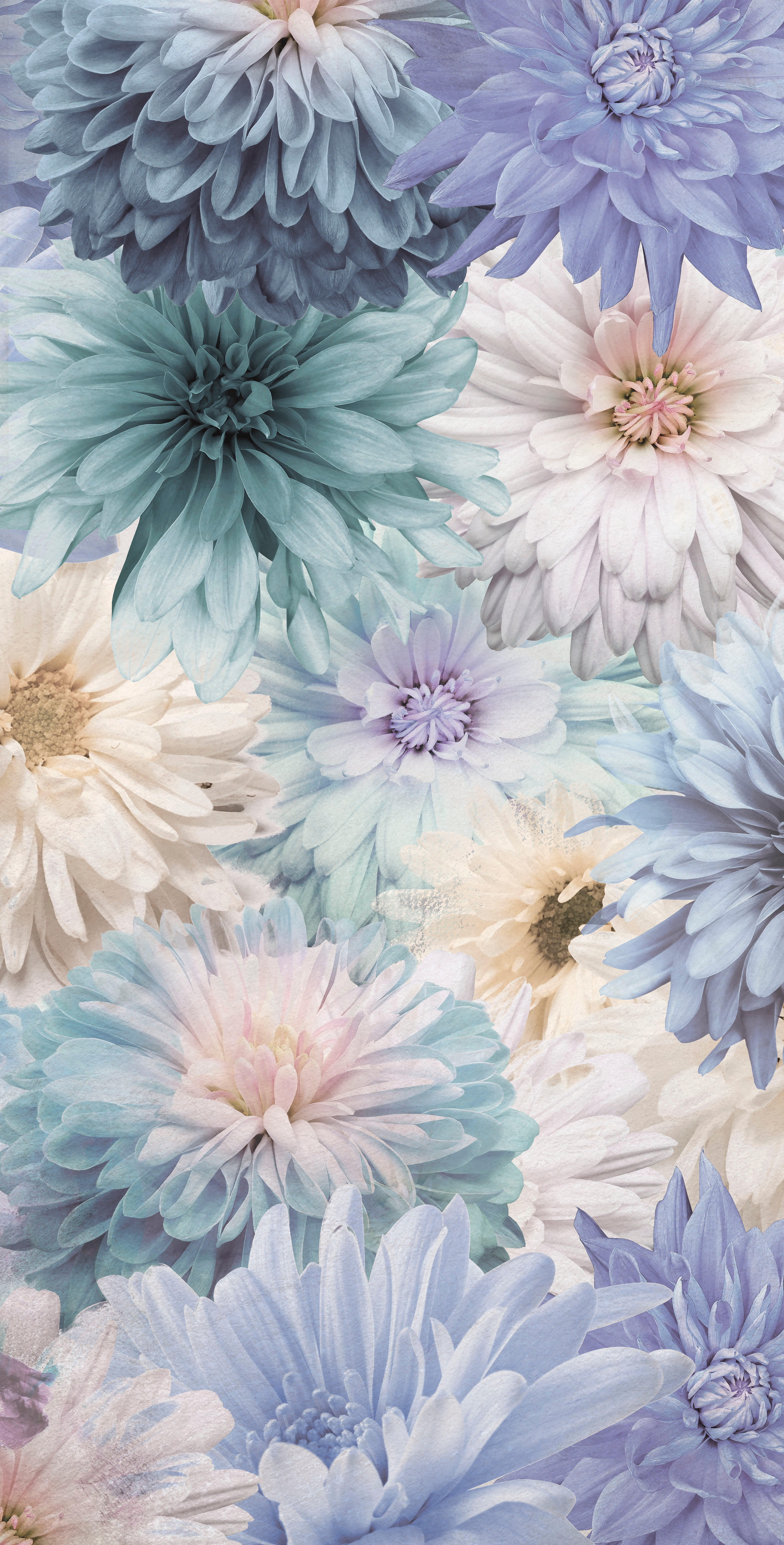 Mural adhesivo Pvc texturado limpieza con paño húmedo naturaleza Floral Kael azul 132 x 260 cm MOTIF - 6