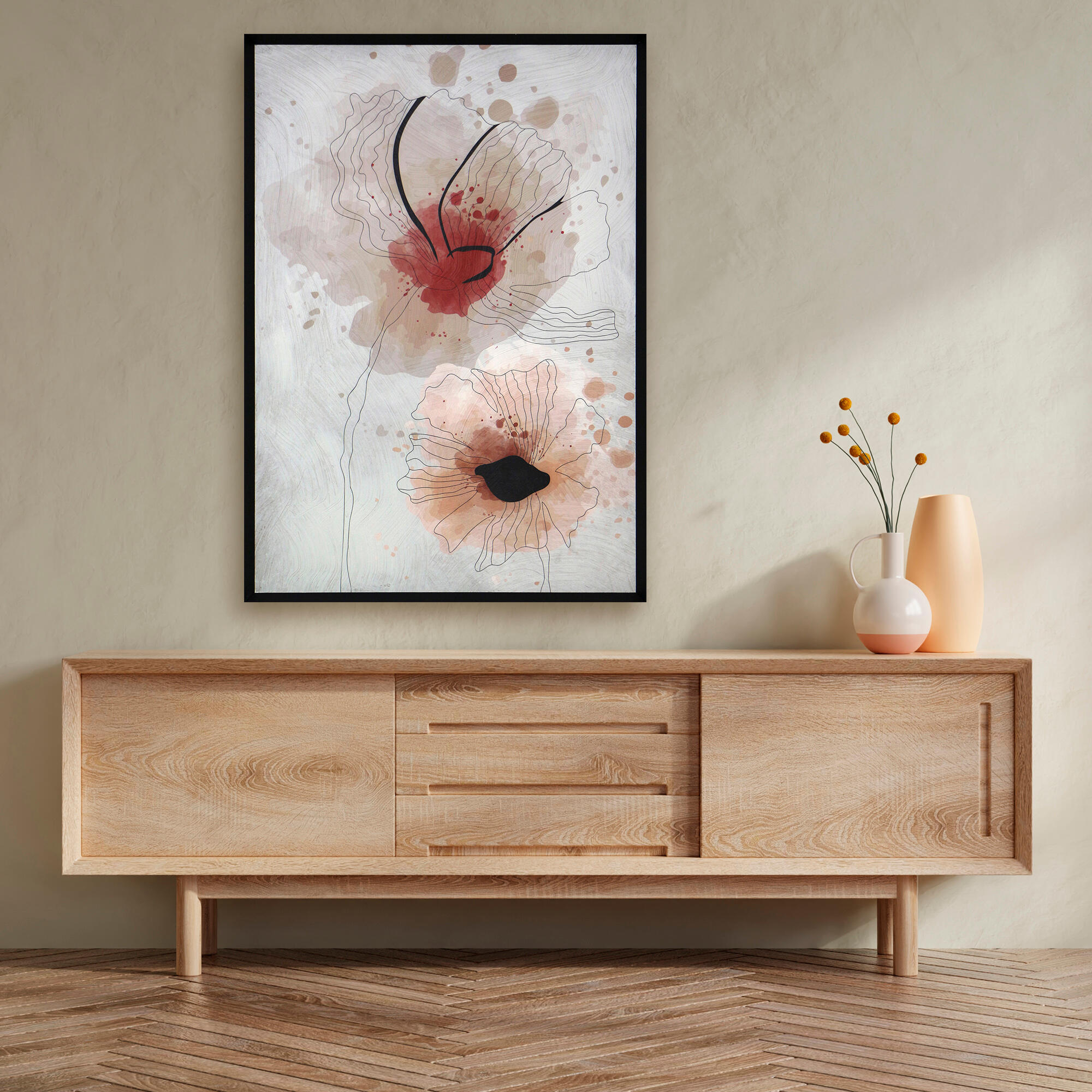 Cuadro decorativo FLORES enmarcado 60x80 cm - 3