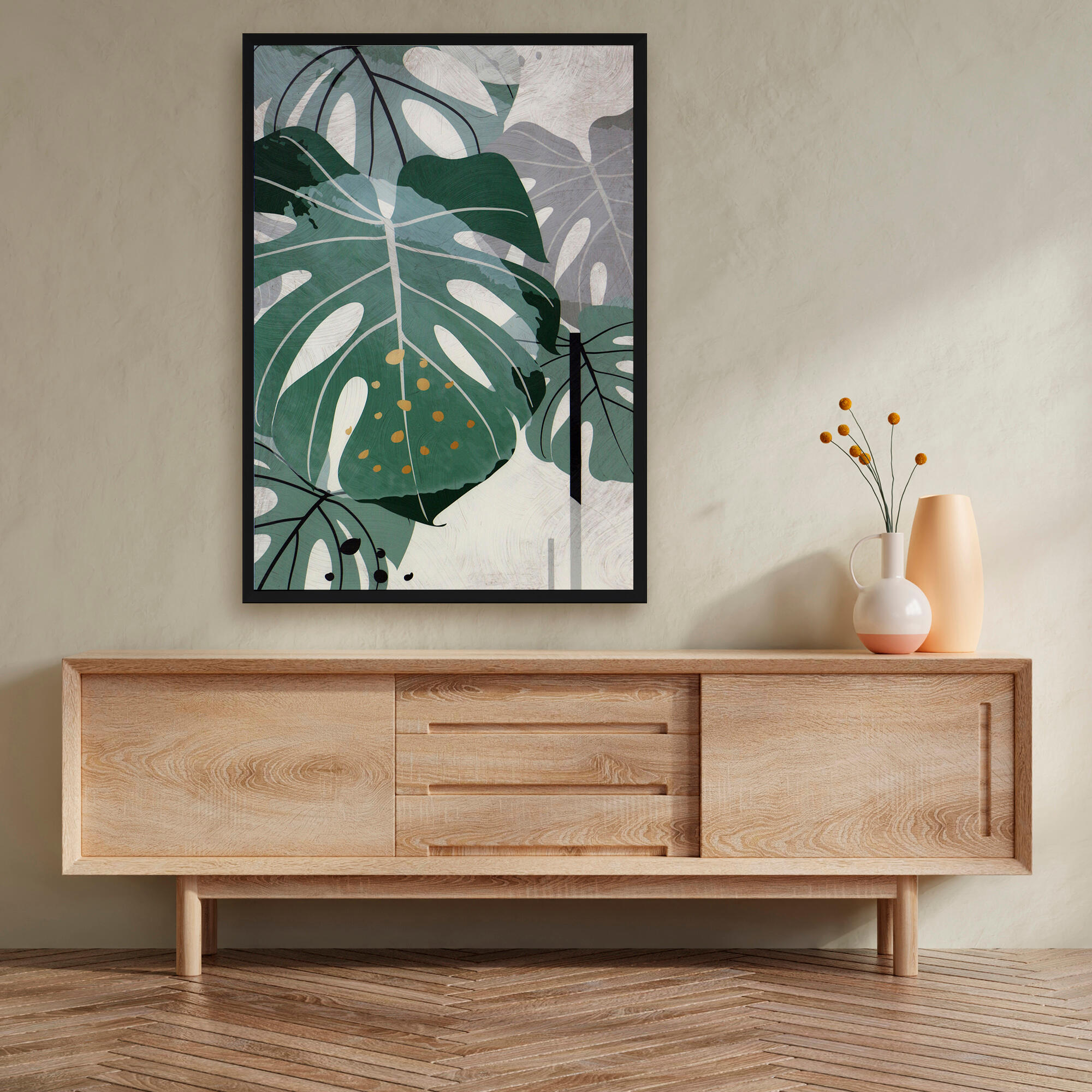 Cuadro hojas 1014 enmarcado 60x80 cm
