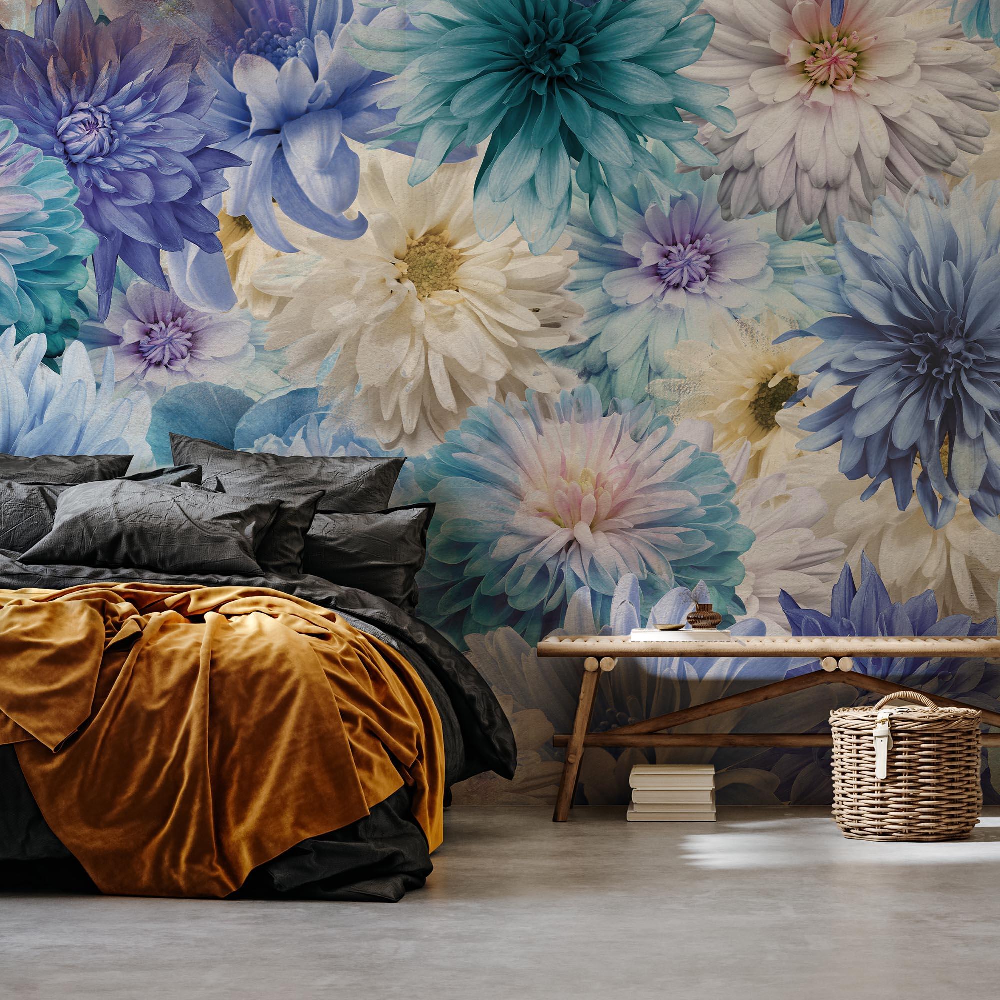 Mural adhesivo Pvc texturado limpieza con paño húmedo naturaleza Floral Kael azul 132 x 260 cm MOTIF - 2