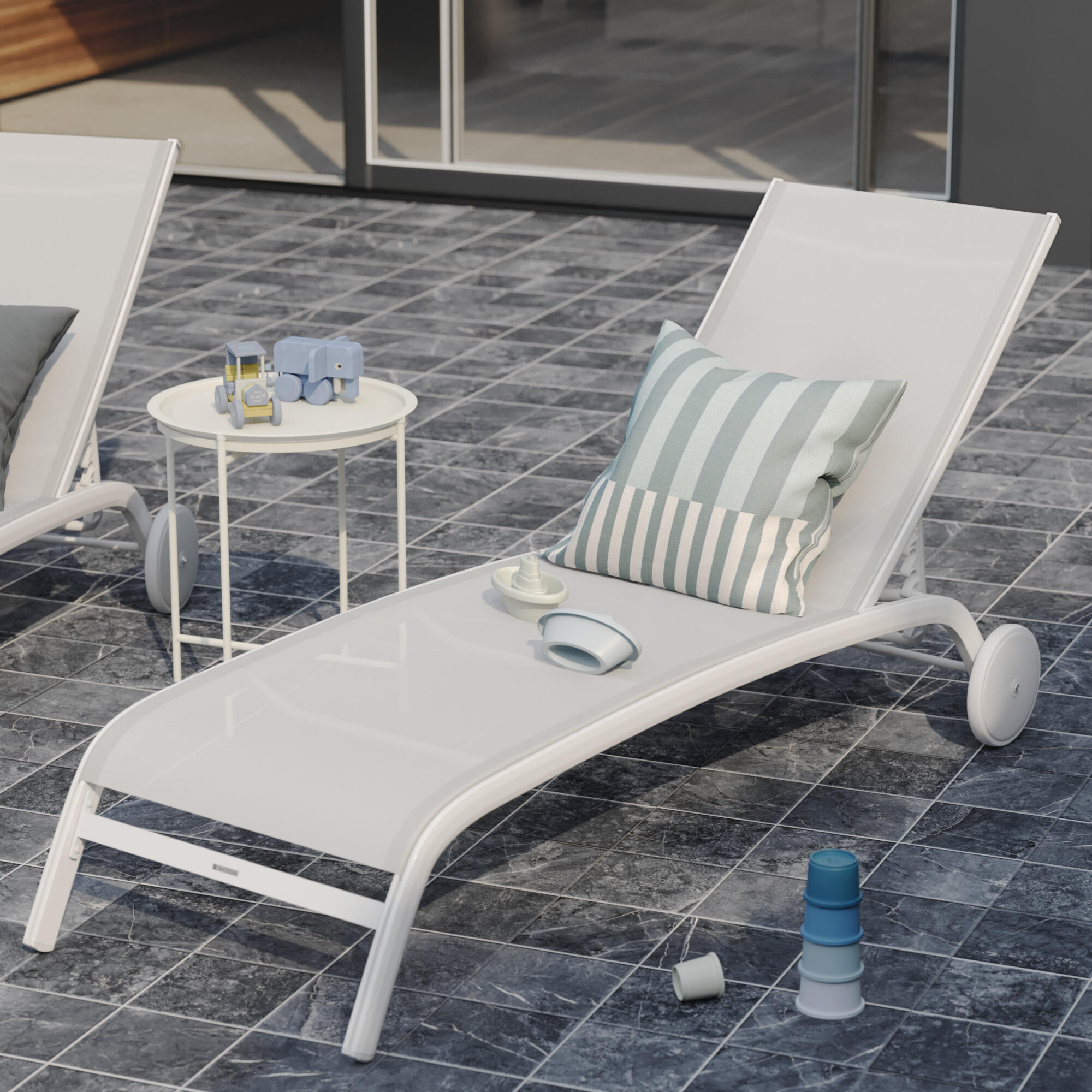 Lettino senza cuscino Lyra II NATERIAL in alluminio bianco e seduta bianco - 4