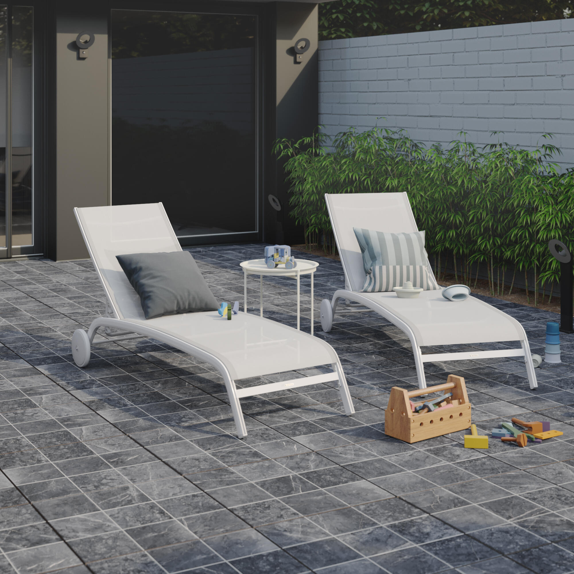 Lettino senza cuscino Lyra II NATERIAL in alluminio bianco e seduta bianco - 2