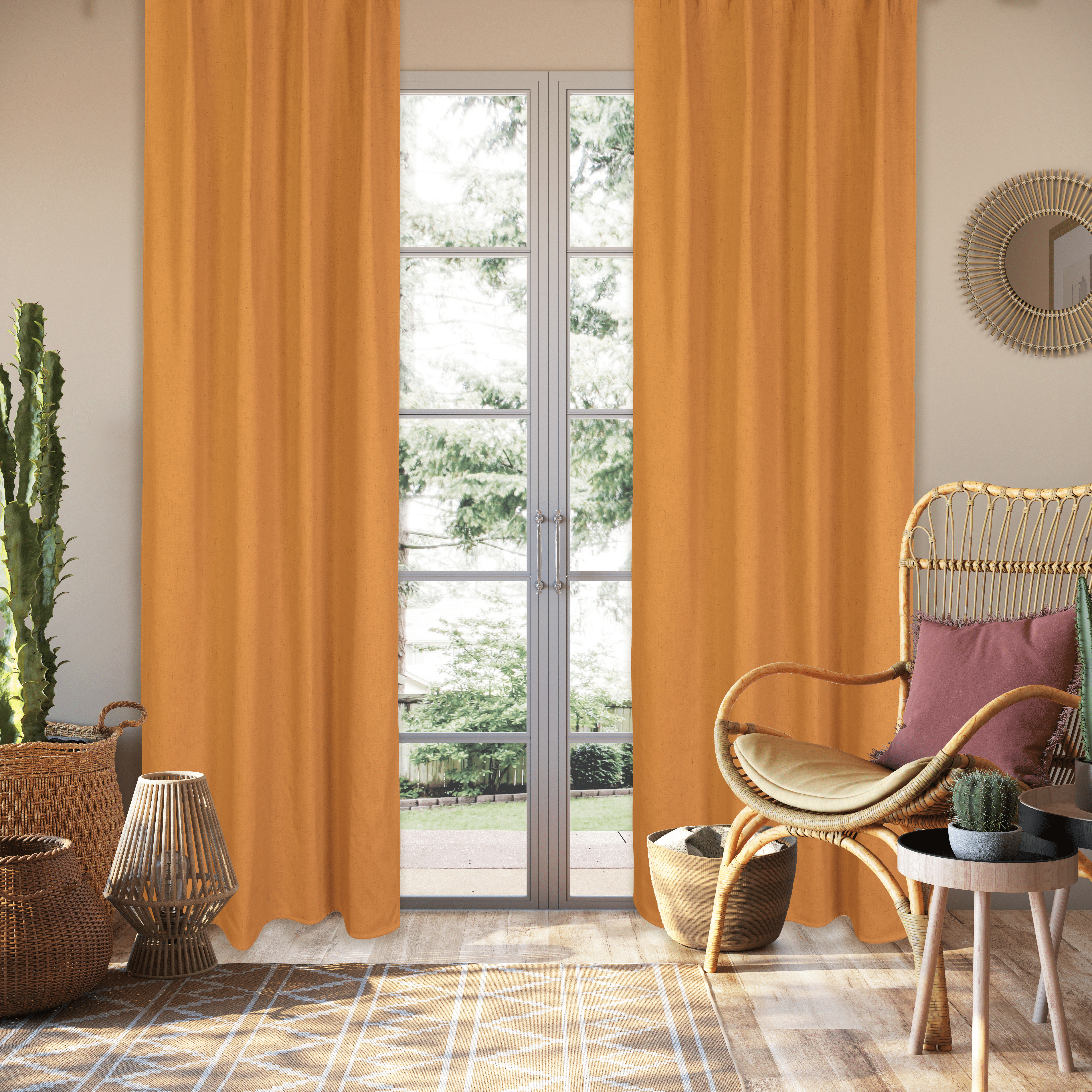 Rideau occultant occultant avec revêtement, Aleyna, jaune H.280 x l.140 cm INSPI - 6