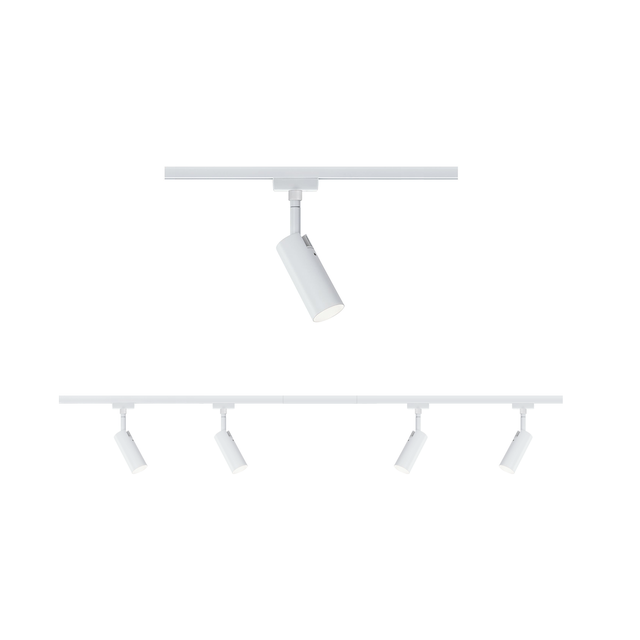 Kit de 4 spots sur rail 2x1m URail Turbo LED 480lm 3000K blanc PAULMANN