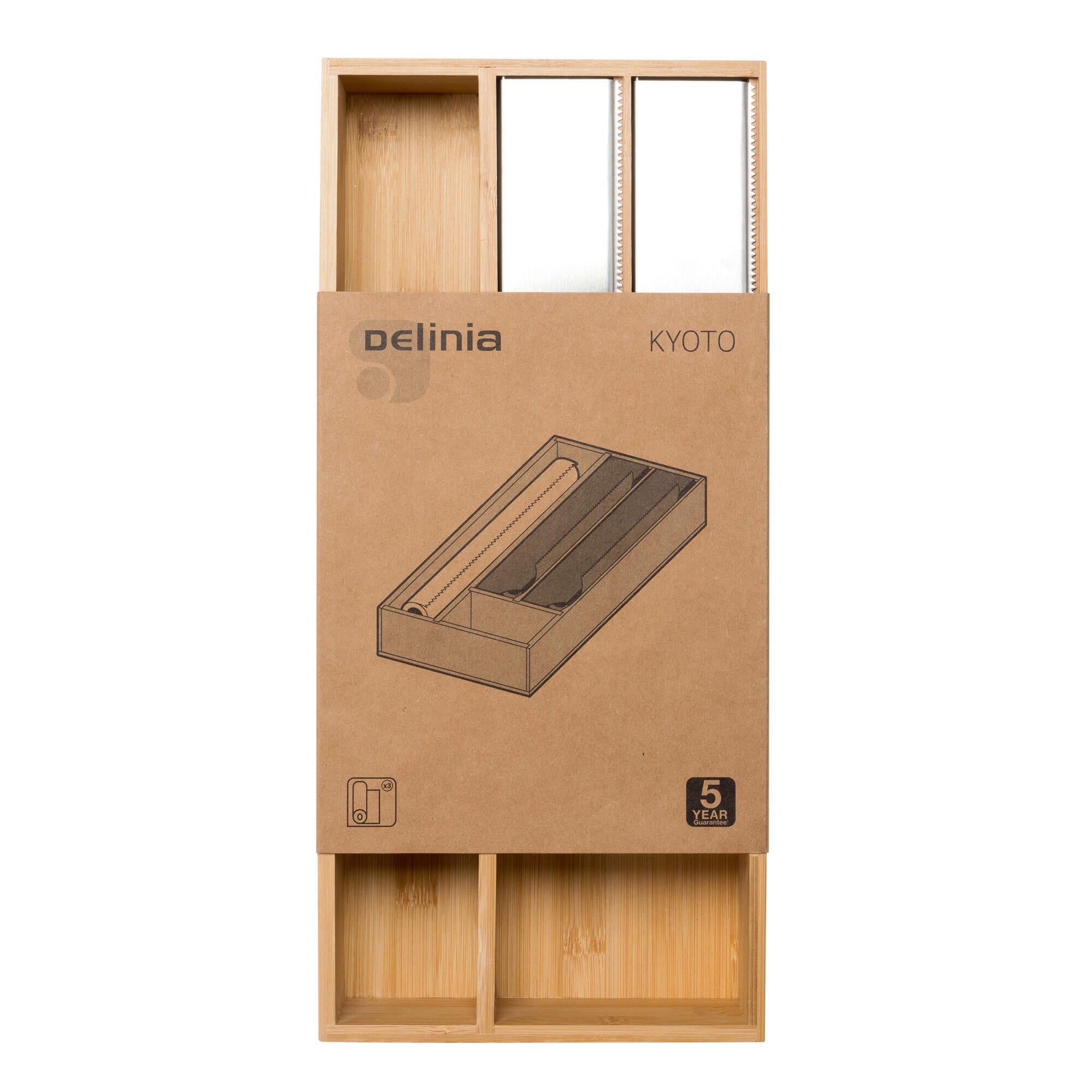 Dispensador bambú de films para cajón DELINIA 44x6,5x20 cm - 4