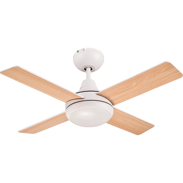 Ventilador de techo con luz silencioso DC 17W con mando ø91 cm Aveiro INSPIRE blanco y beige luz CCT 4 aspas| 6 velocidades| modo verano/invierno| brisa| temporizador| recomendado para <13m²