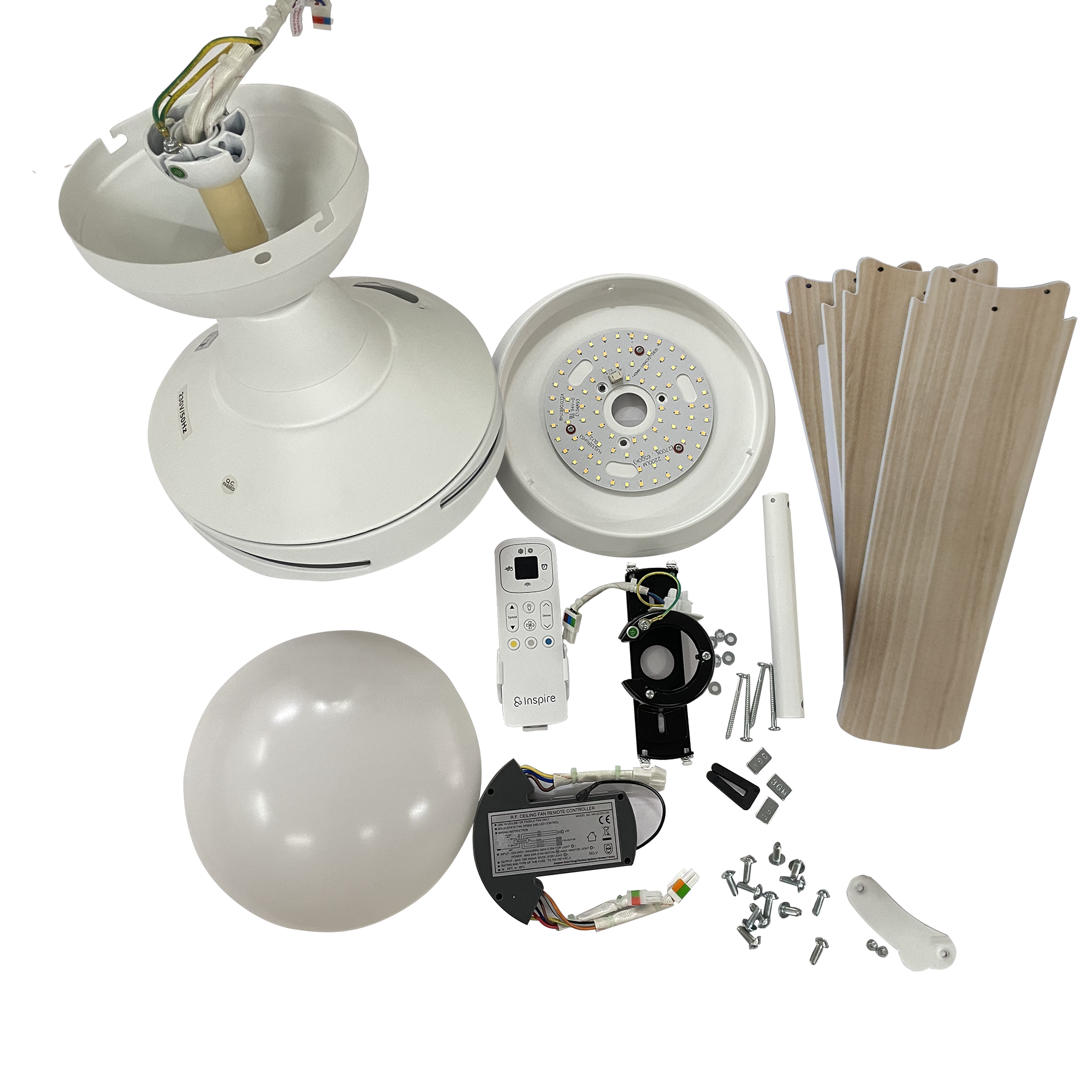 Ventilador de techo con luz silencioso DC Inspire Aveiro beige/blanco 91 cm - 3