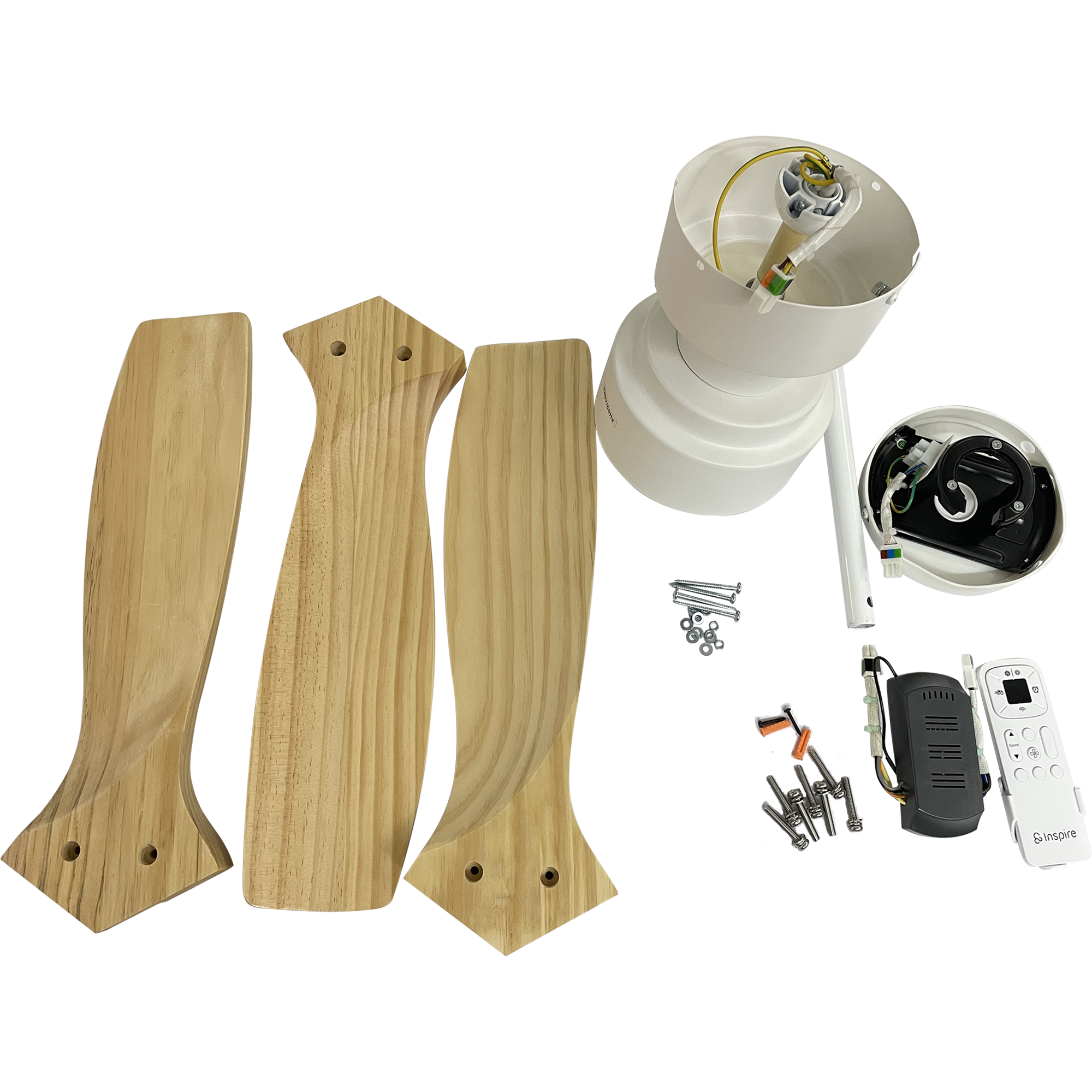 Ventoinha de teto sem Lâmpada silenciosa IP44 motor DC 94 cm madeira branco Loret Inspire
 - 7