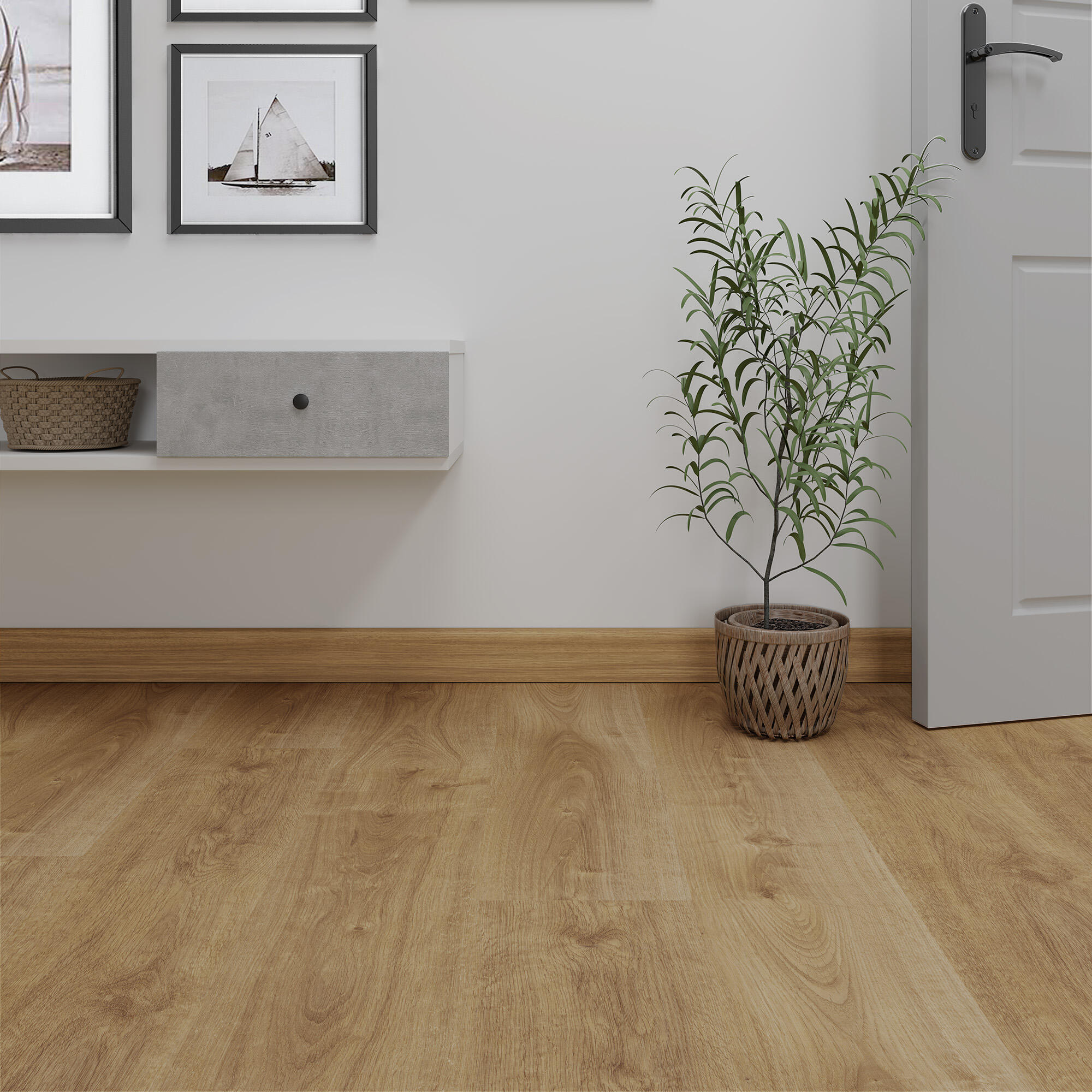 Rodapé MDF Roble Marron Semi mate 14x78x2400 mm Artens NAT380 - 3