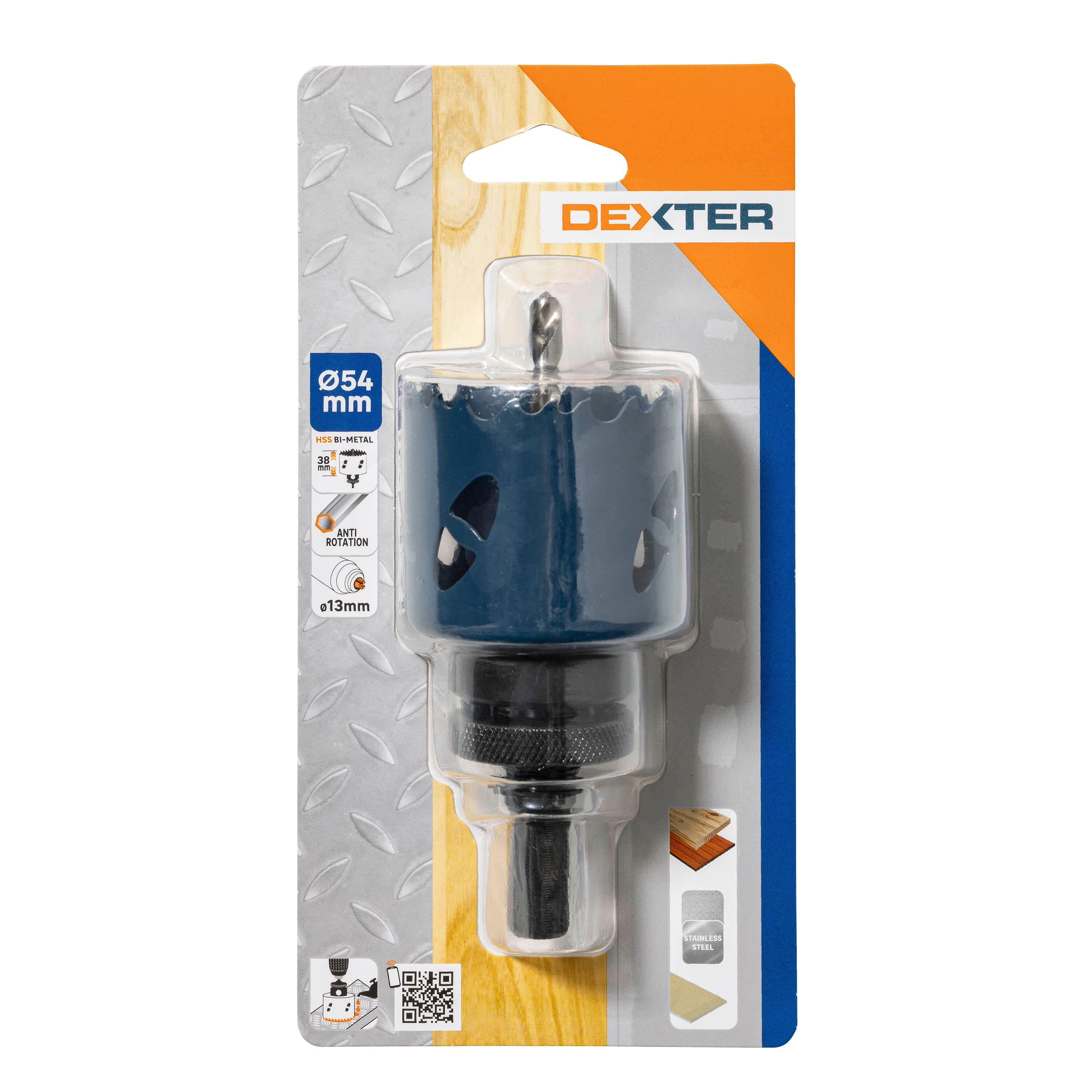 Sierra de corona metal, madera DEXTER- 54 mm - 10