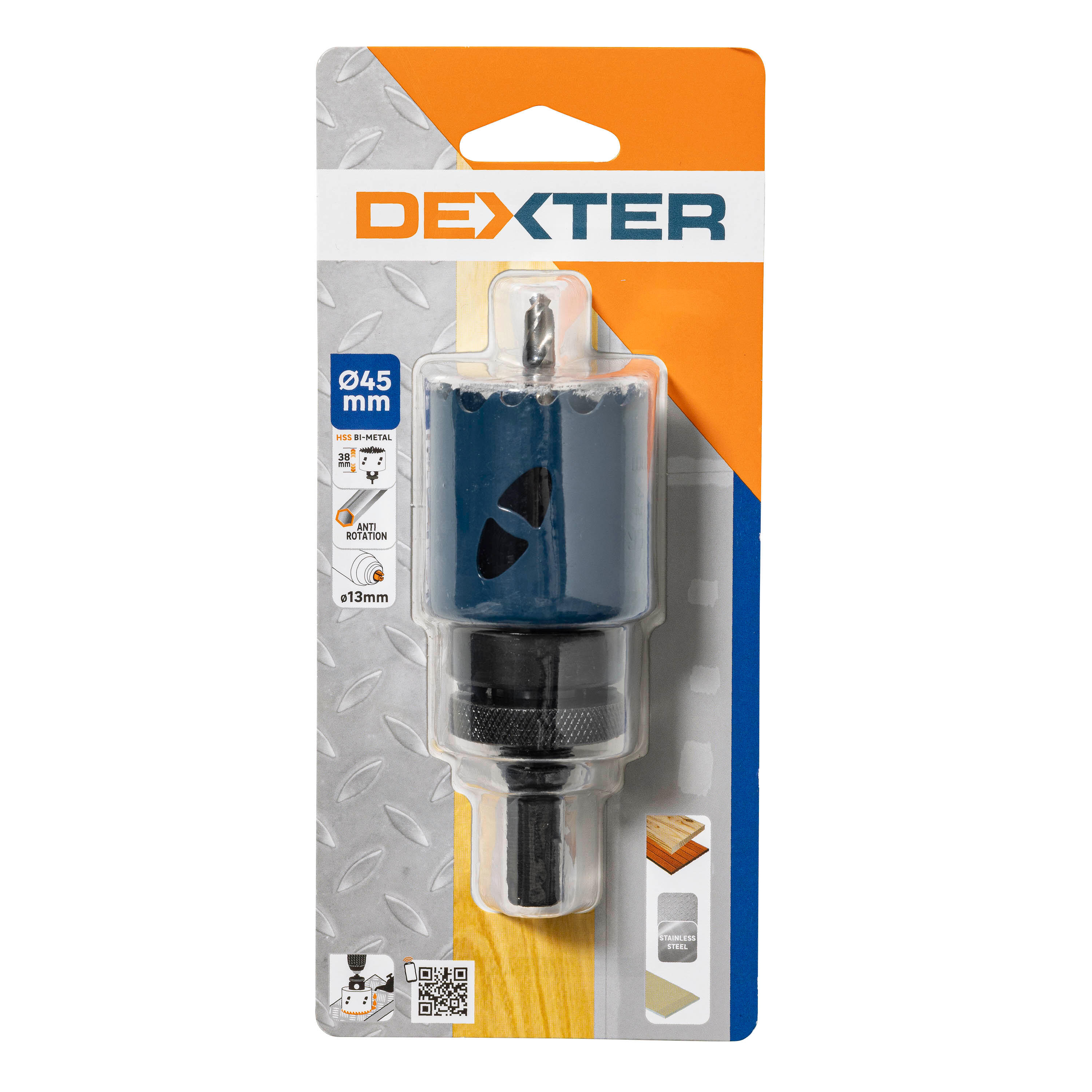 Sierra de corona metal, madera DEXTER- 45 mm - 8