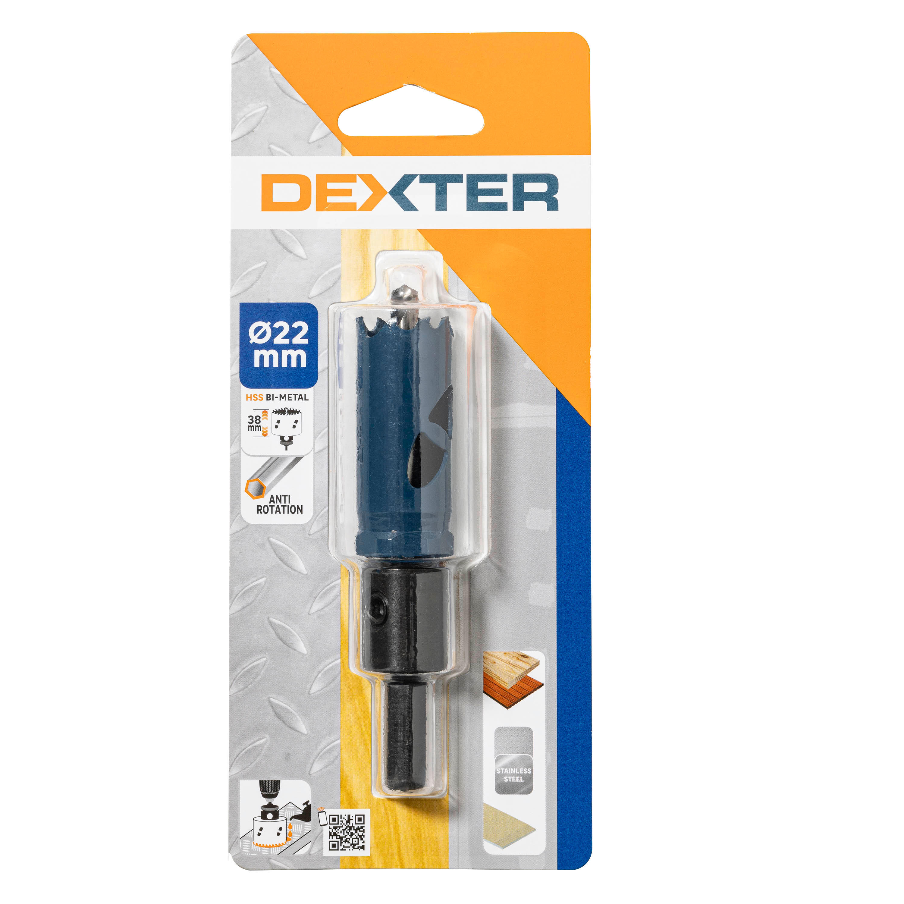 Sierra de corona metal, madera DEXTER- 22 mm - 6