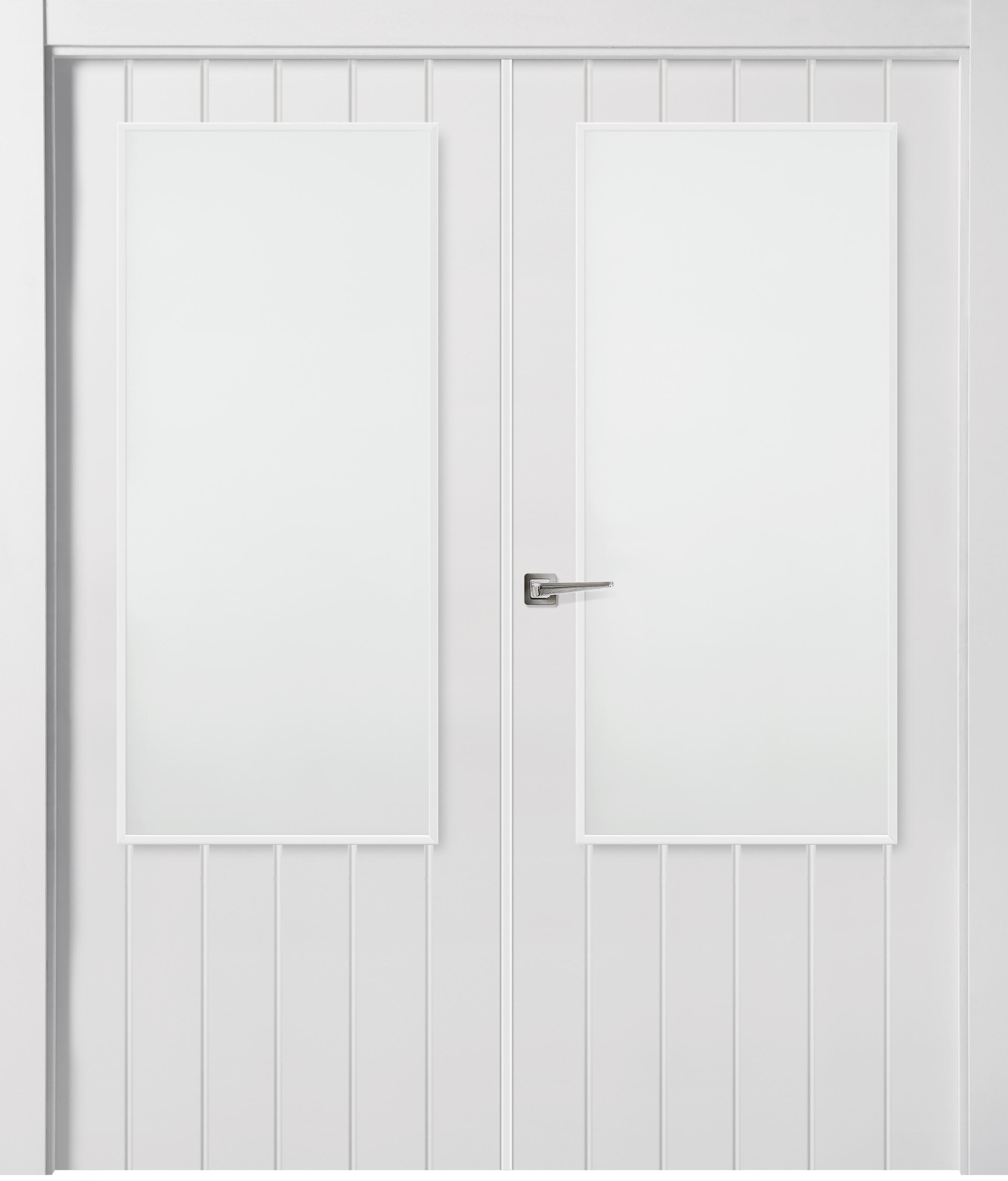Puerta interior abatible chicago blanco apertura derecha con cristal 11x 145cm