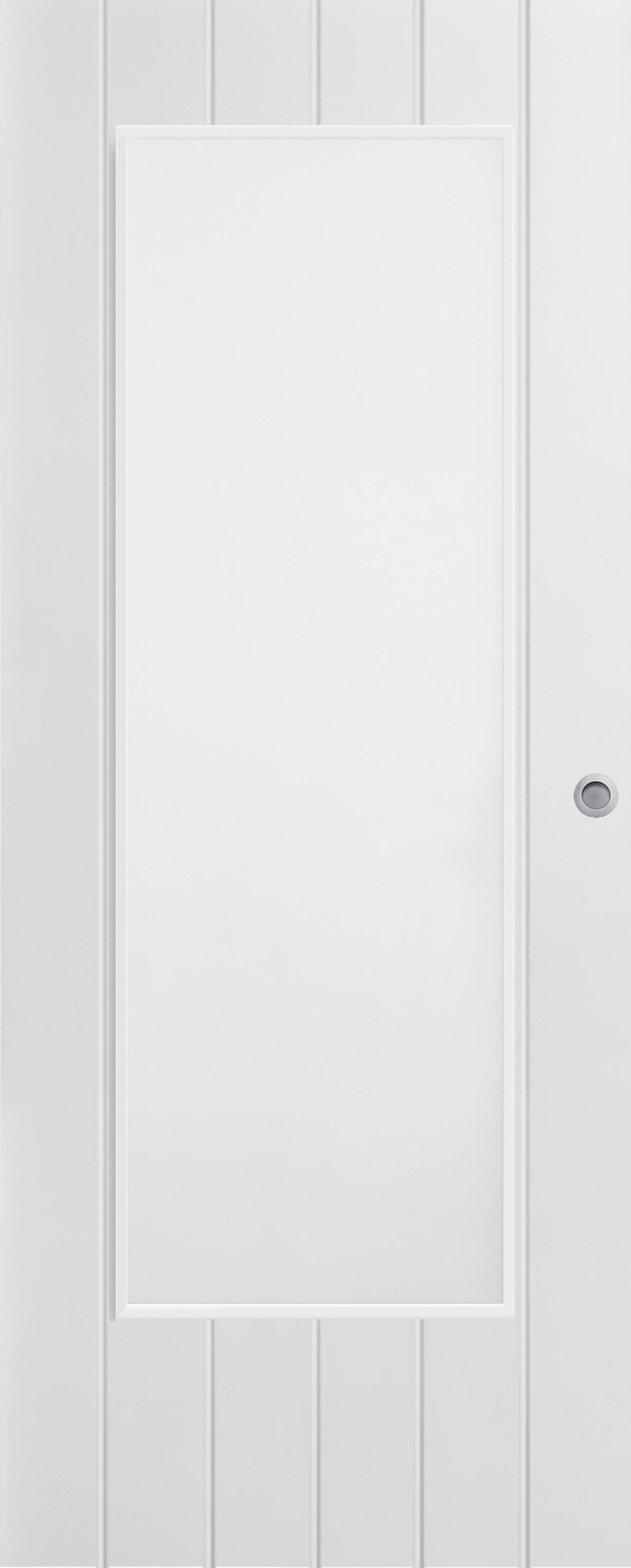 Puerta de interior corredera con cristal incluido maciza line plus chicago blanco acabado lacado con uñero anchura 72,5cm