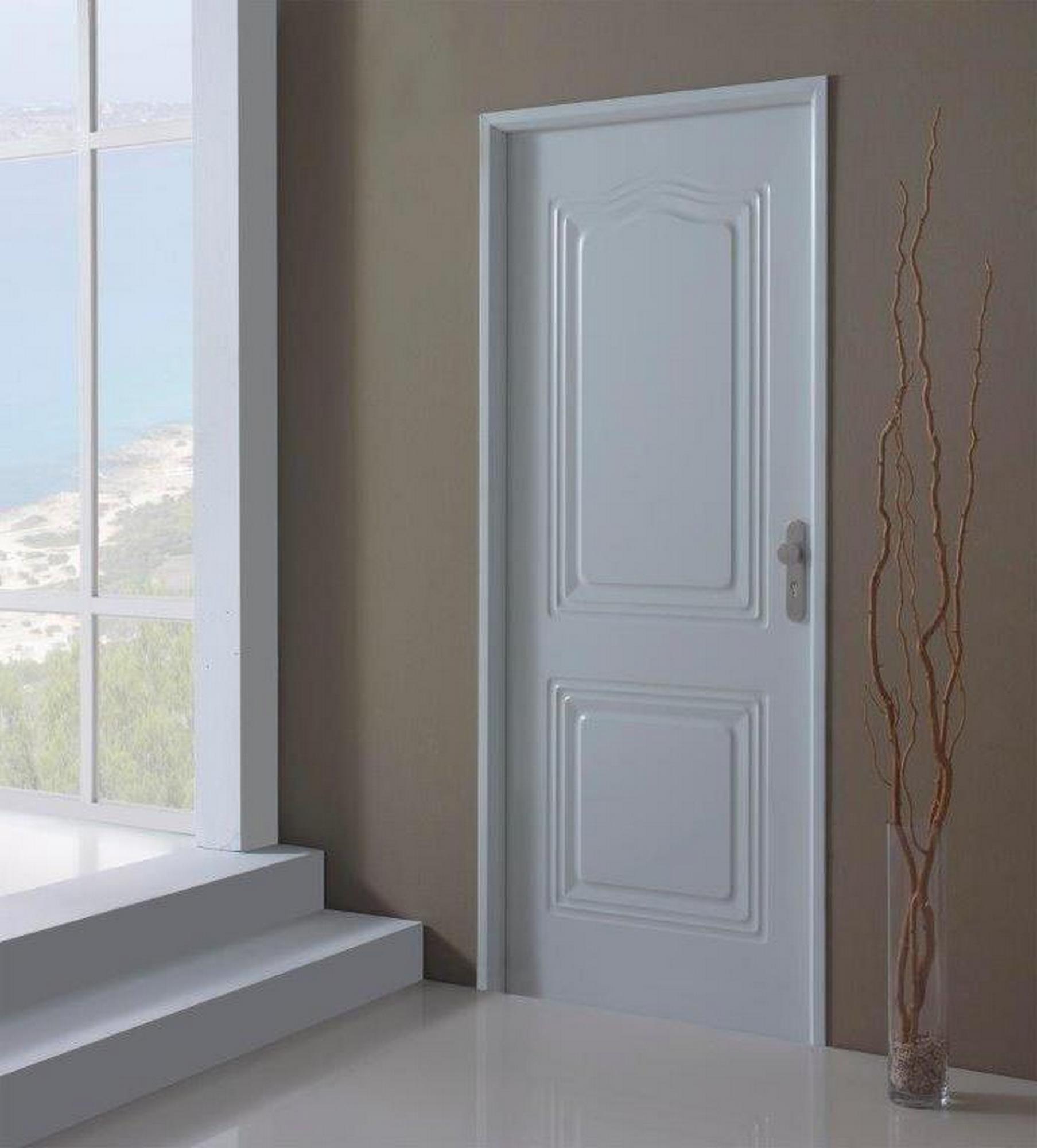 Puerta de entrada metálica serie Eco semiprovenzal blanco /interior liso blanco apertura izquierda 210x89cm - 6