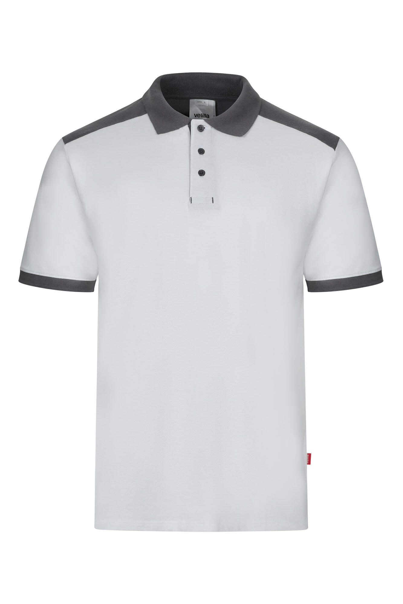 Polo stretch bicolor manga corta velilla - blanco/gris - xs