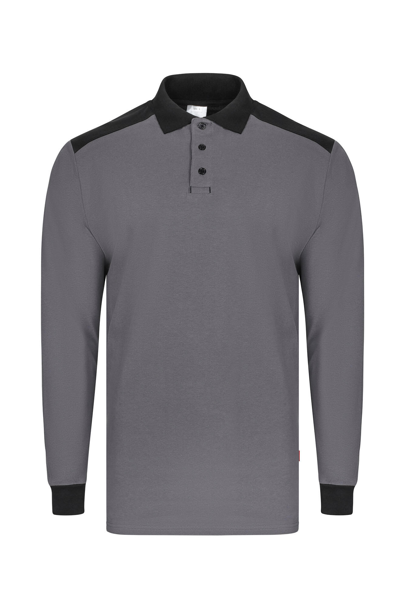 Polo stretch bicolor manga larga velilla - gris/negro - xl