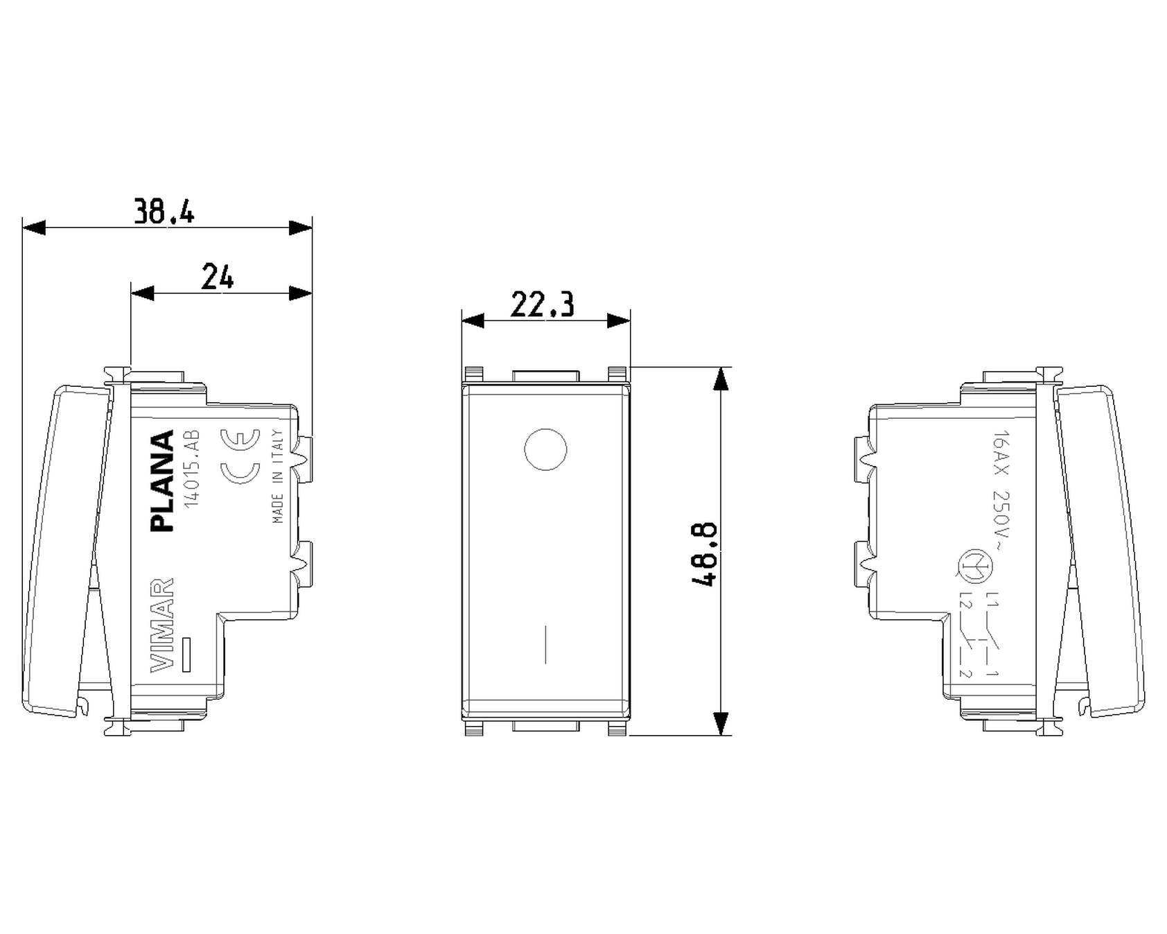Interruttore bipolare 14015.AB antibatterico Plana VIMAR bianco - 2