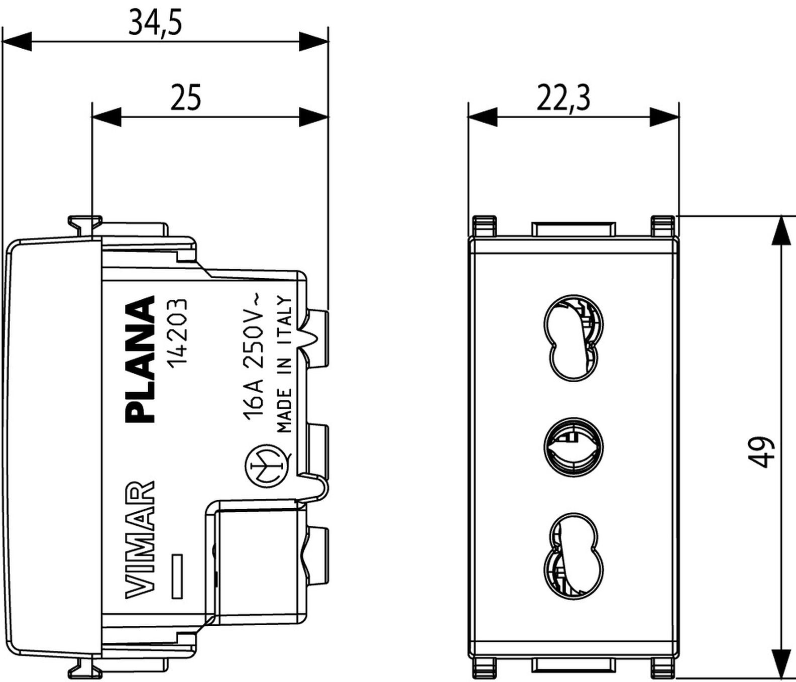 Presa di alimentazione Plana VIMAR  10-16 A, colore bianco - 4