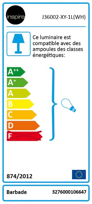Ventilateur de plafond Barbade, D91 cm, INSPIRE, blanc canné, 60W - 7