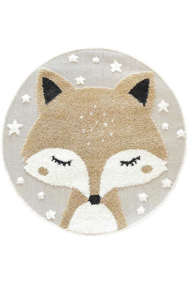 Tappeto Volpe in polipropilene, L 90 x L 90 cm, bianco, nero, beige, grigio